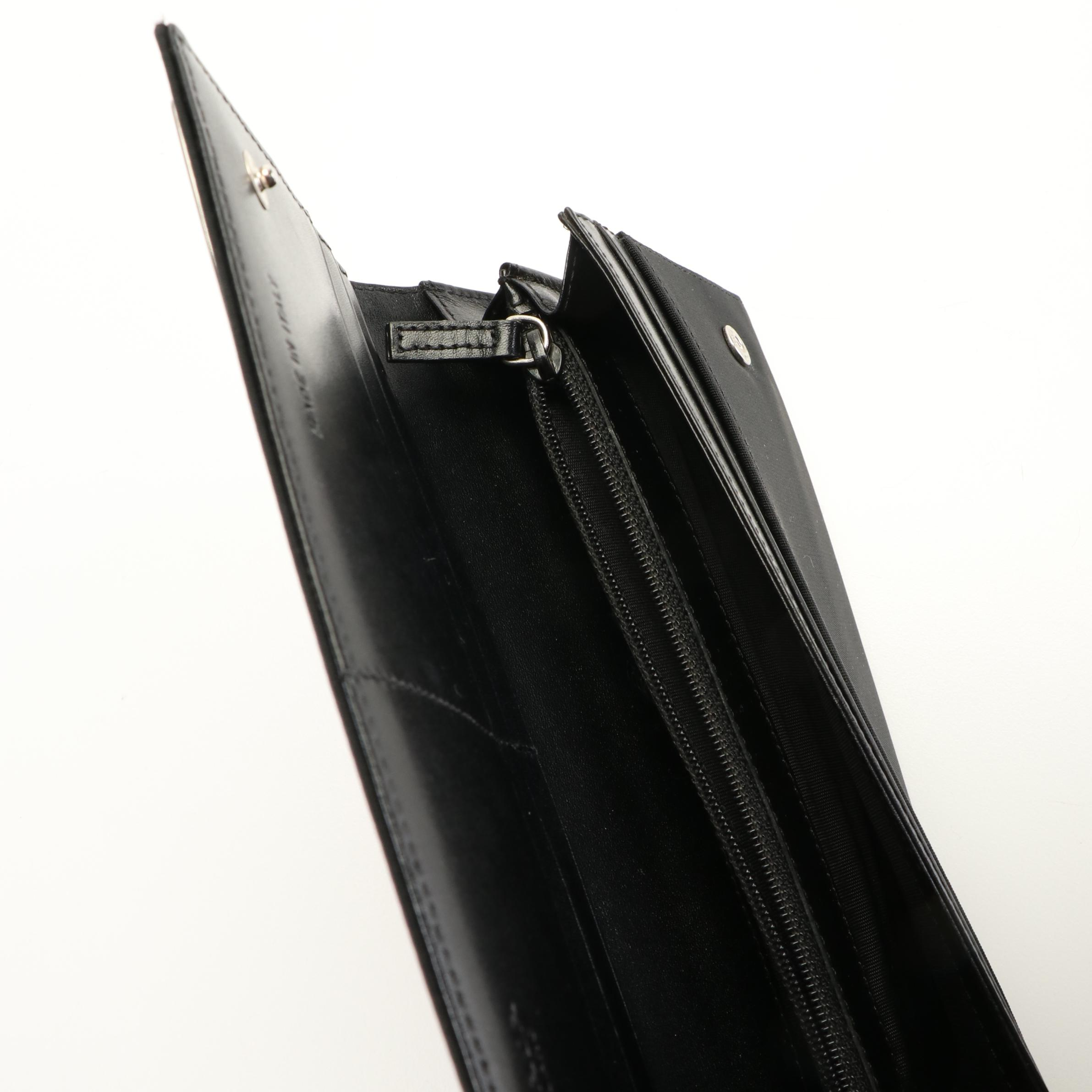 Prada Continental Wallet in Black Vela Nylon and Leather