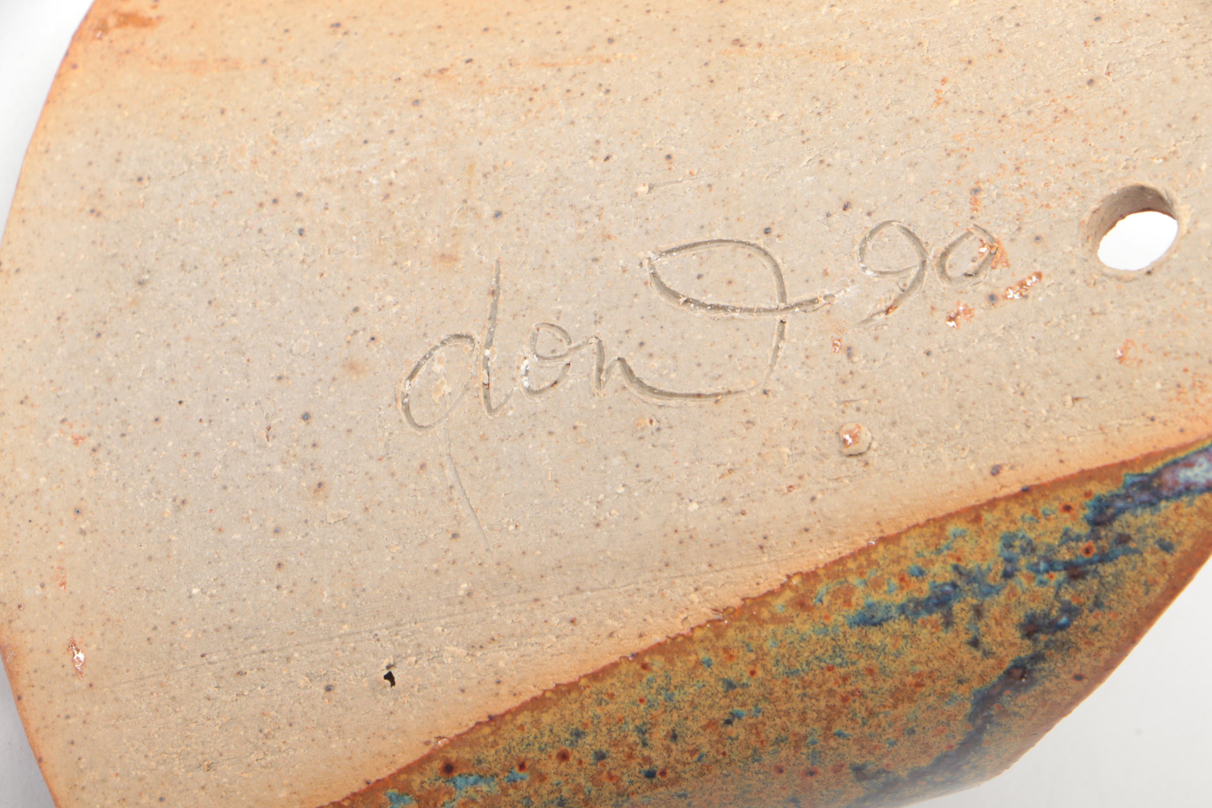 Artist Signed Earthenware Plate with Other Art Pottery Vases and Decor