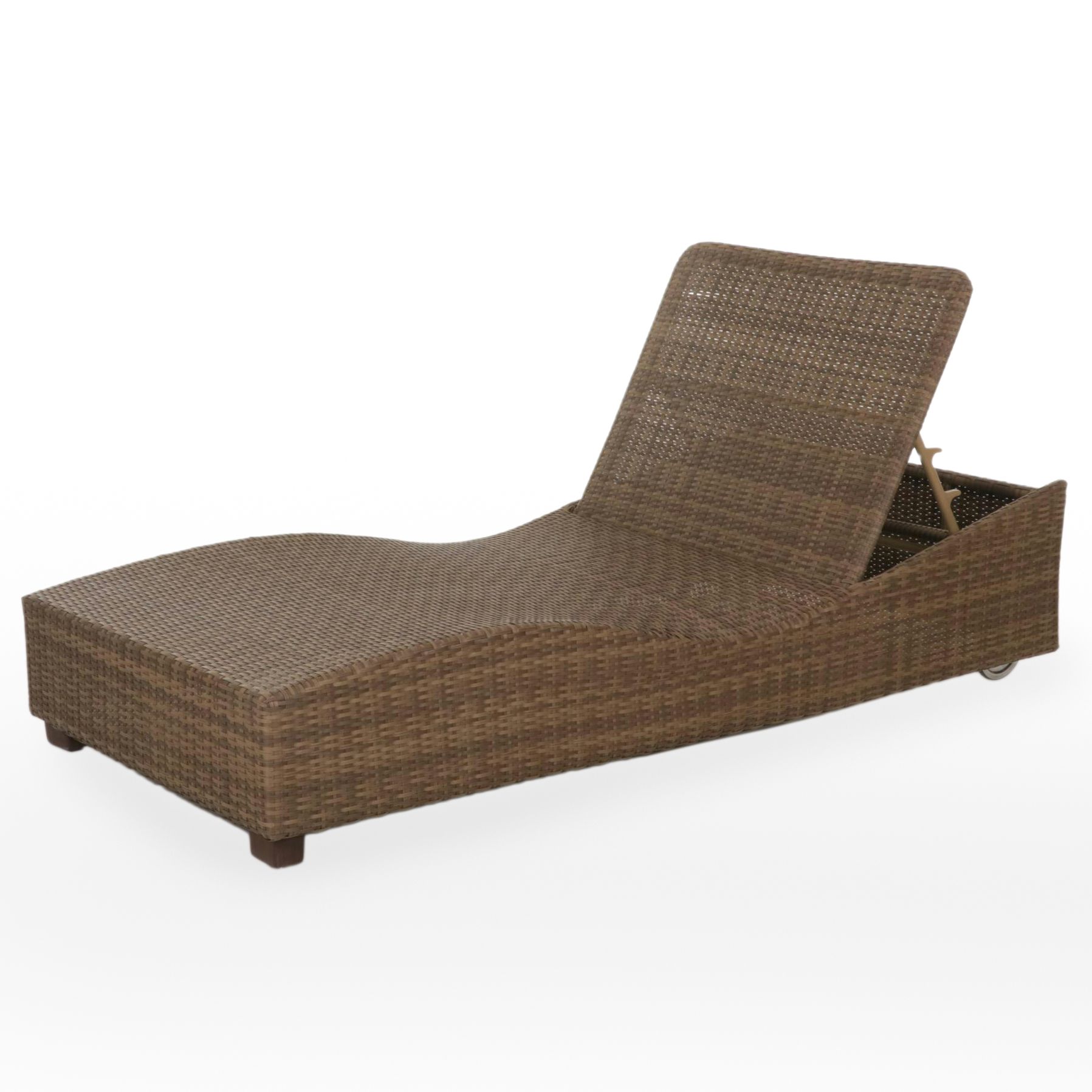 Woodard Contemporary Resin Wicker Two-Wheeled Platform Chaise Lounge
