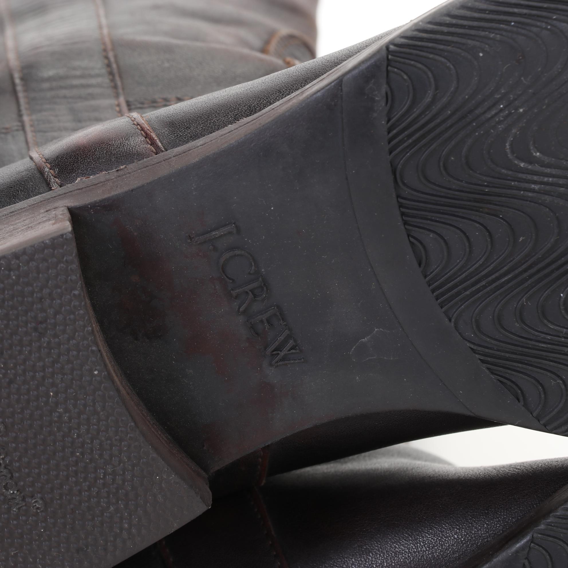 J. Crew Brown and Black Leather Low-Heel Calf Boots