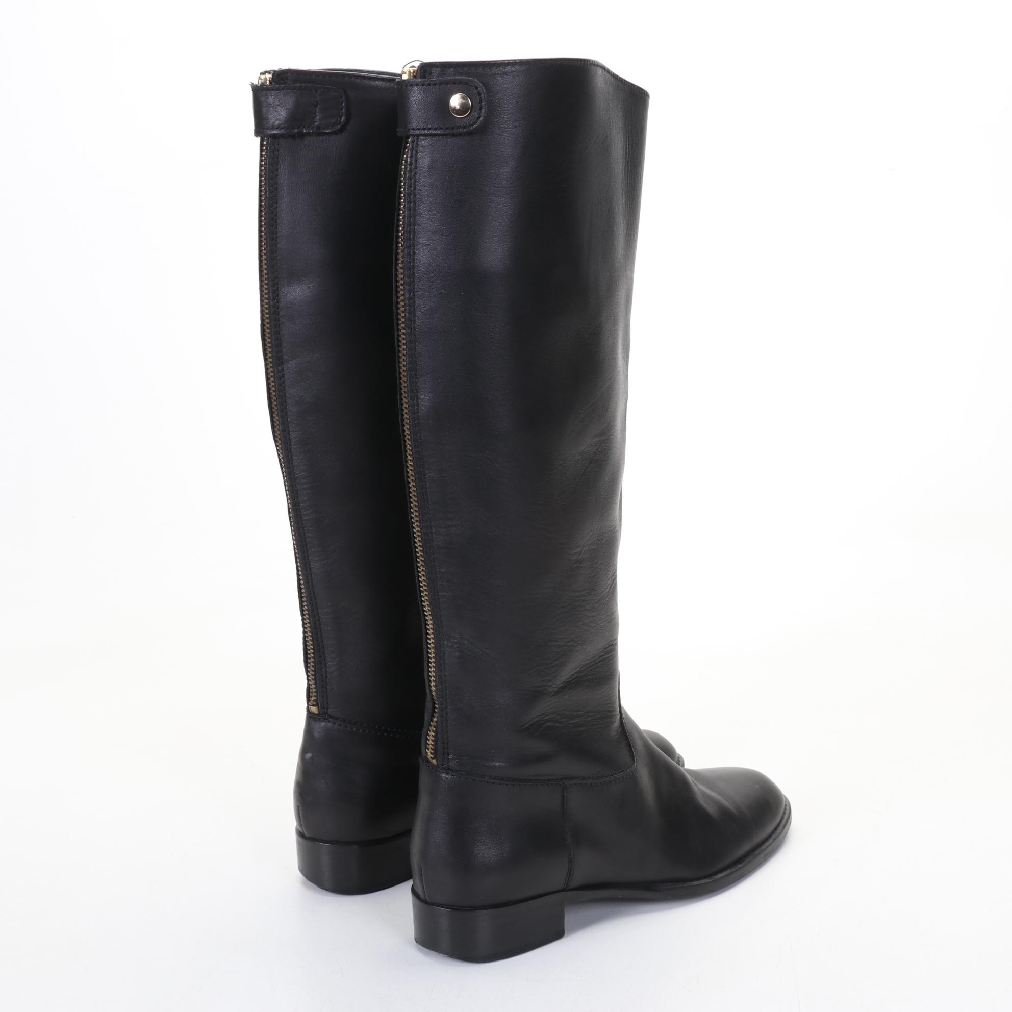 J. Crew Brown and Black Leather Low-Heel Calf Boots