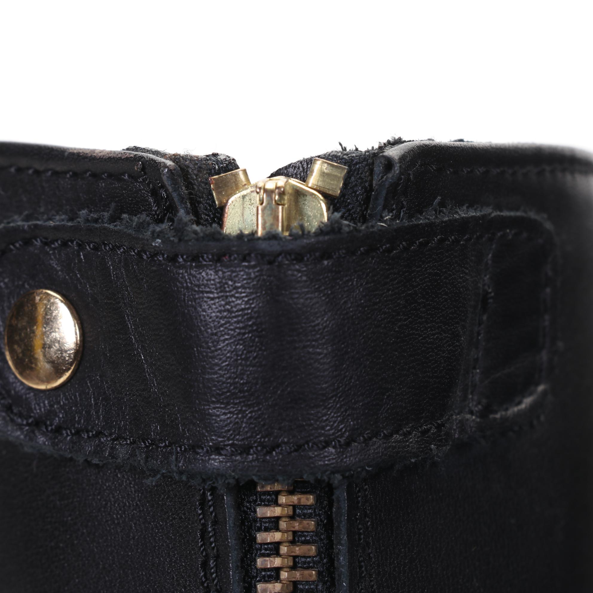 J. Crew Brown and Black Leather Low-Heel Calf Boots