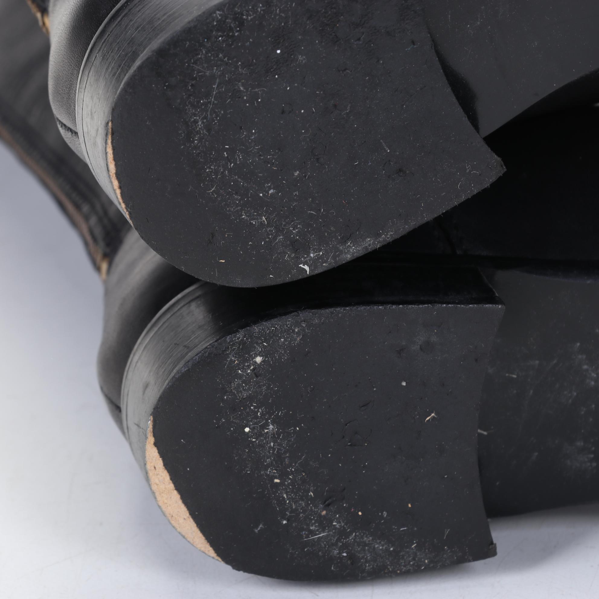 J. Crew Brown and Black Leather Low-Heel Calf Boots