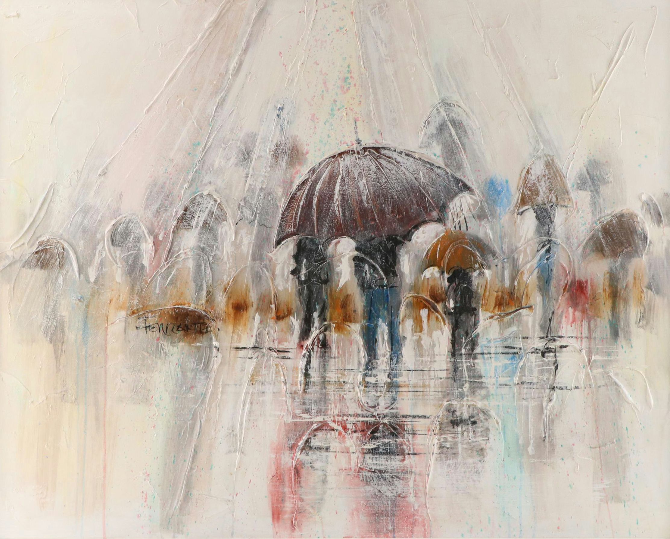 Mario de Ferrante Abstract Expressionist Oil Painting, Late 20th Century