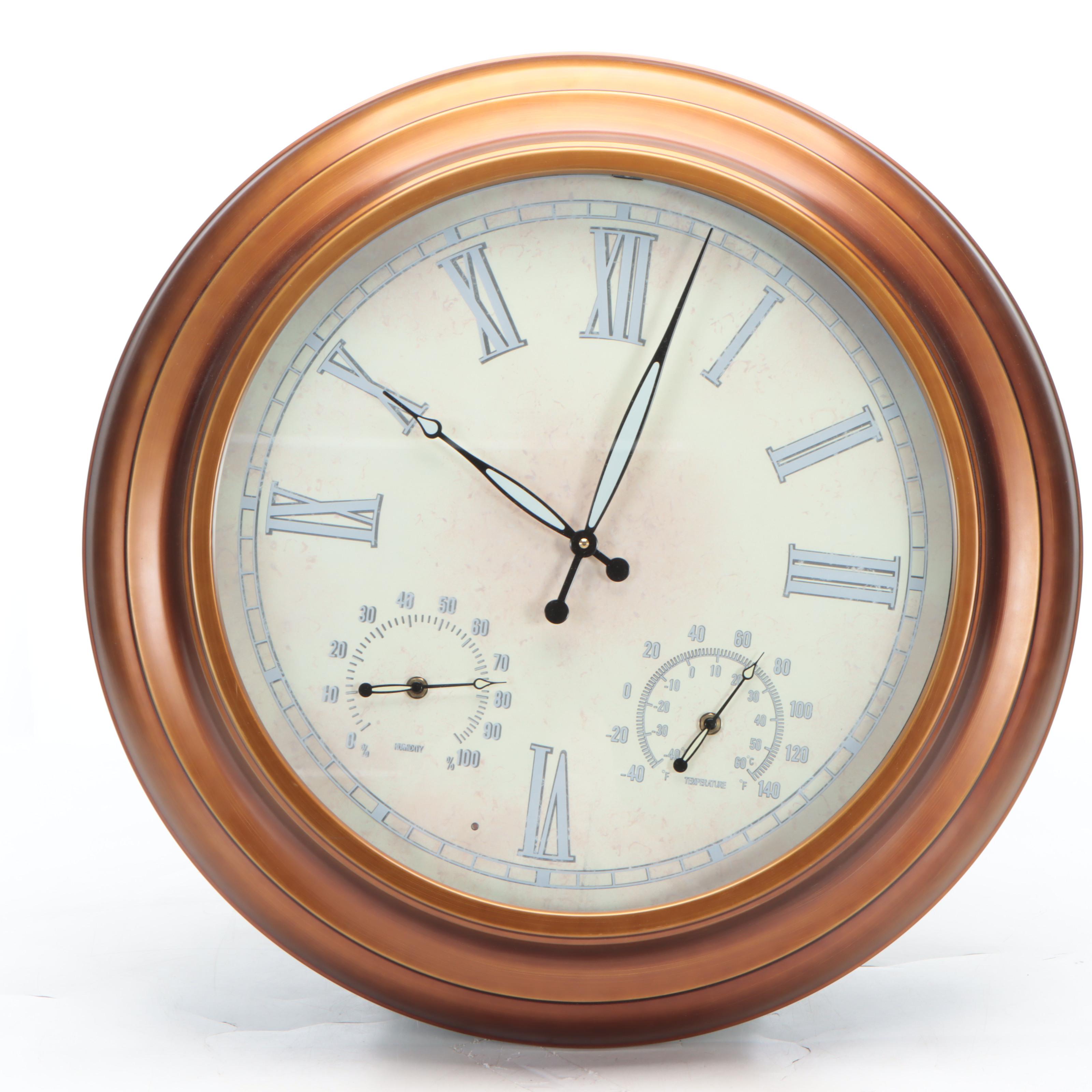 Oversized Wall Clock with Thermometer and Barometer