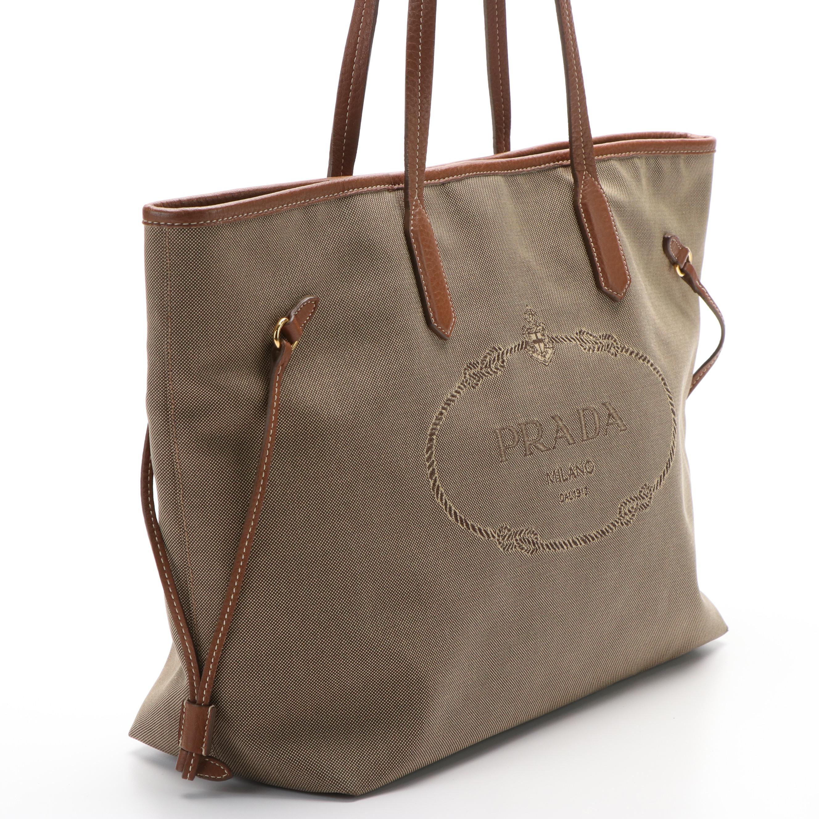 Prada Jacquard Logo Canvas Tote Bag