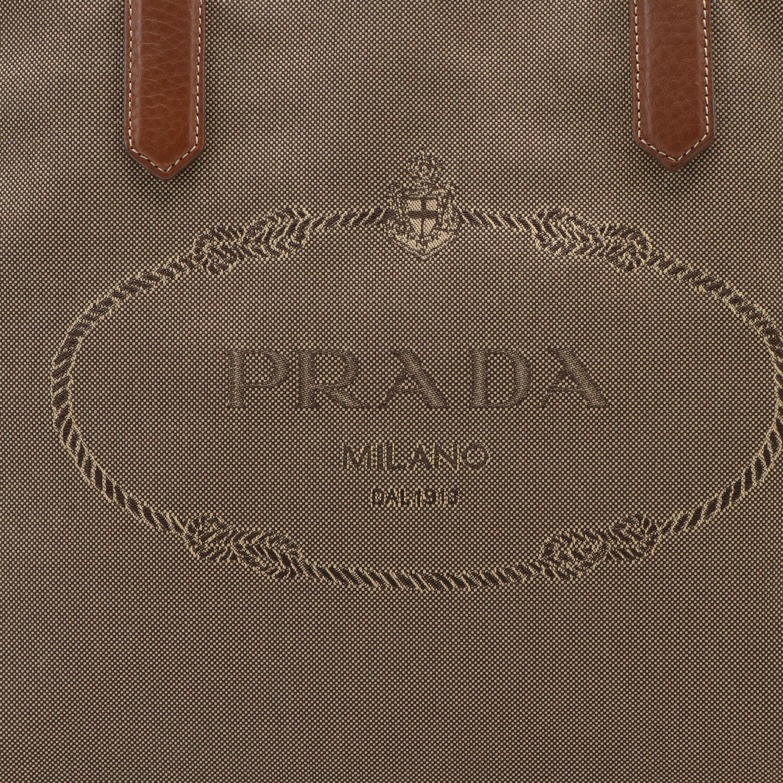 Prada Jacquard Logo Canvas Tote Bag