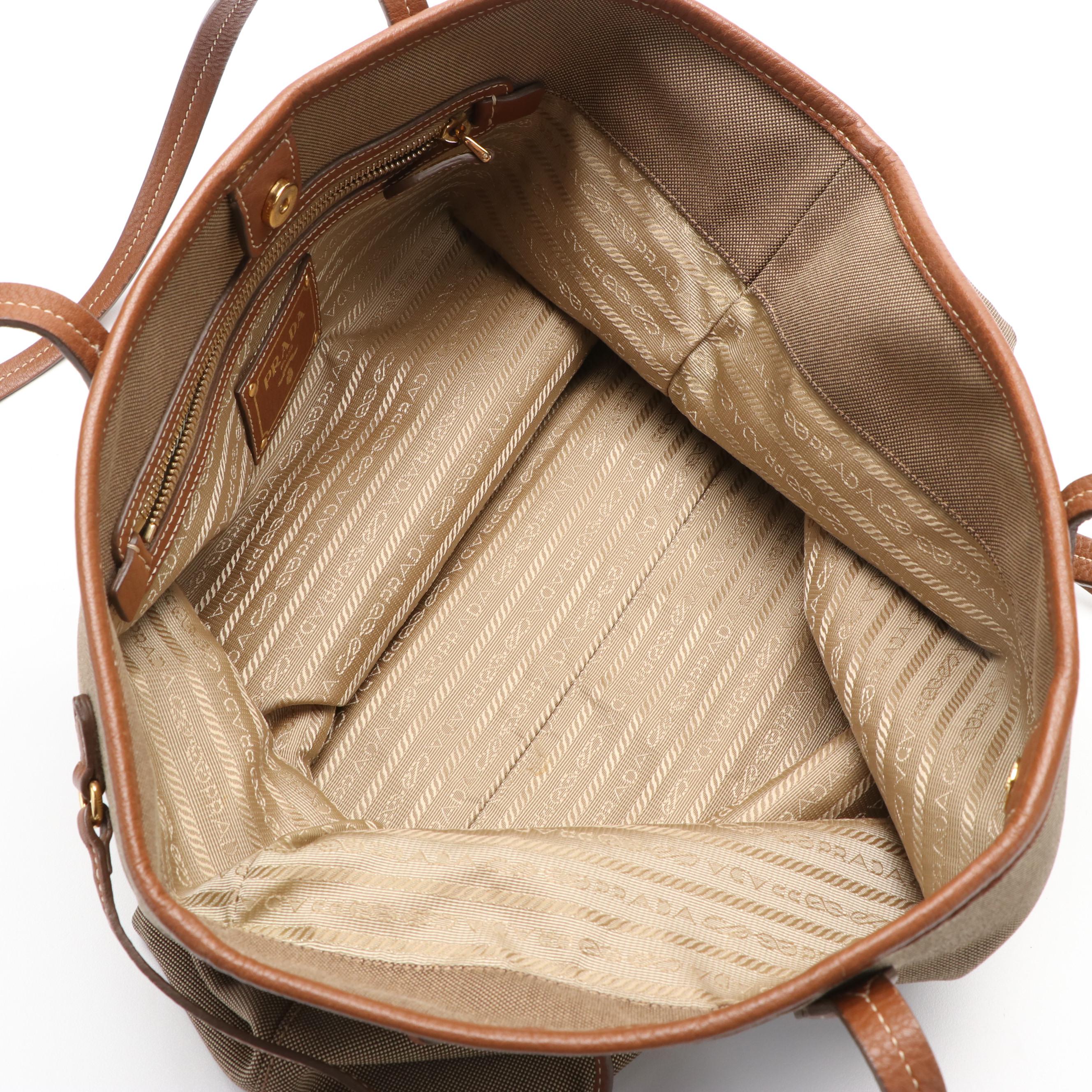 Prada Jacquard Logo Canvas Tote Bag