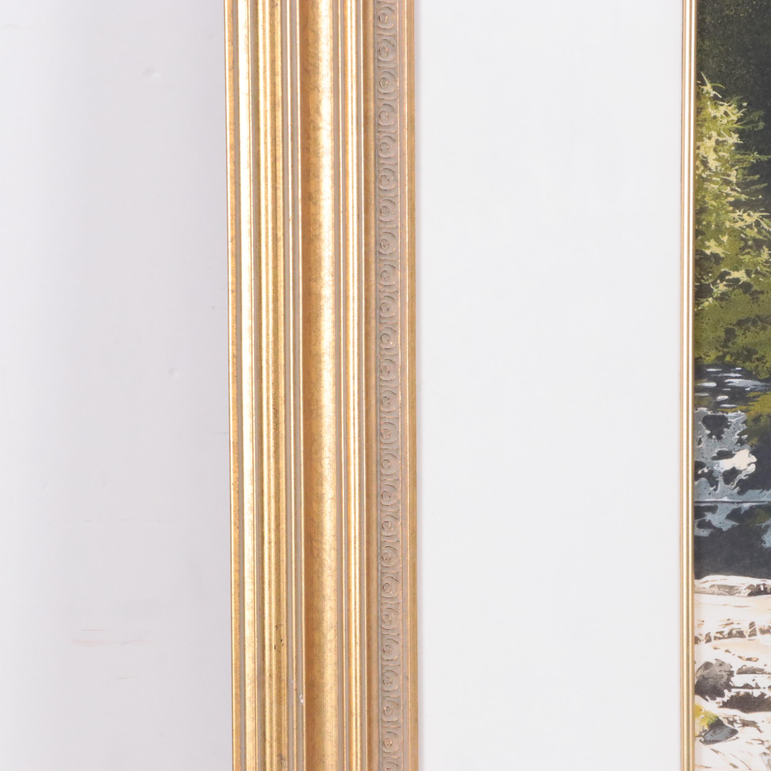 Ben Watson III Watercolor Painting of Watermill Landscape