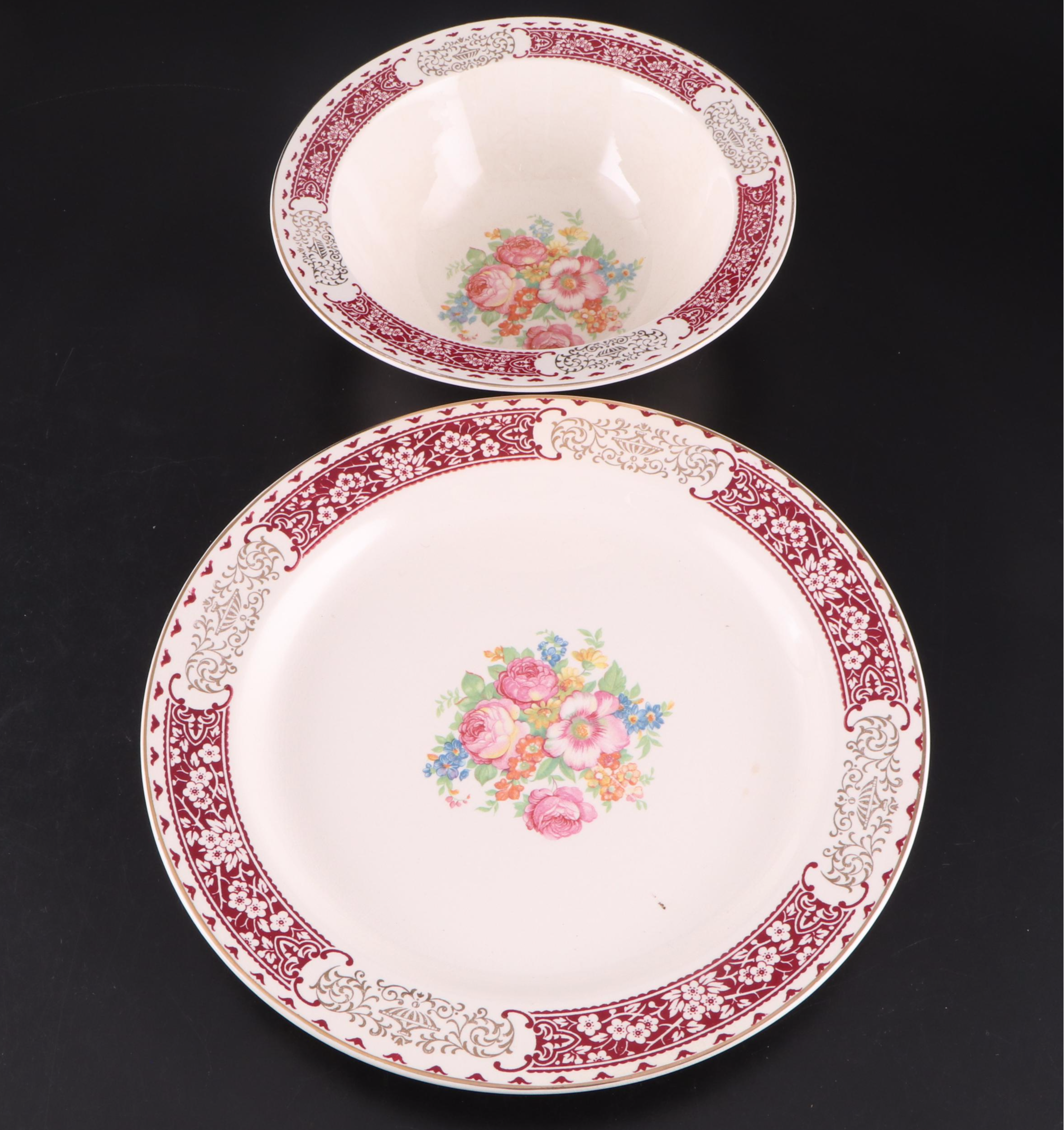 Homer Laughlin "Royal Maroon" Ceramic Dinnerware, 1941-1948