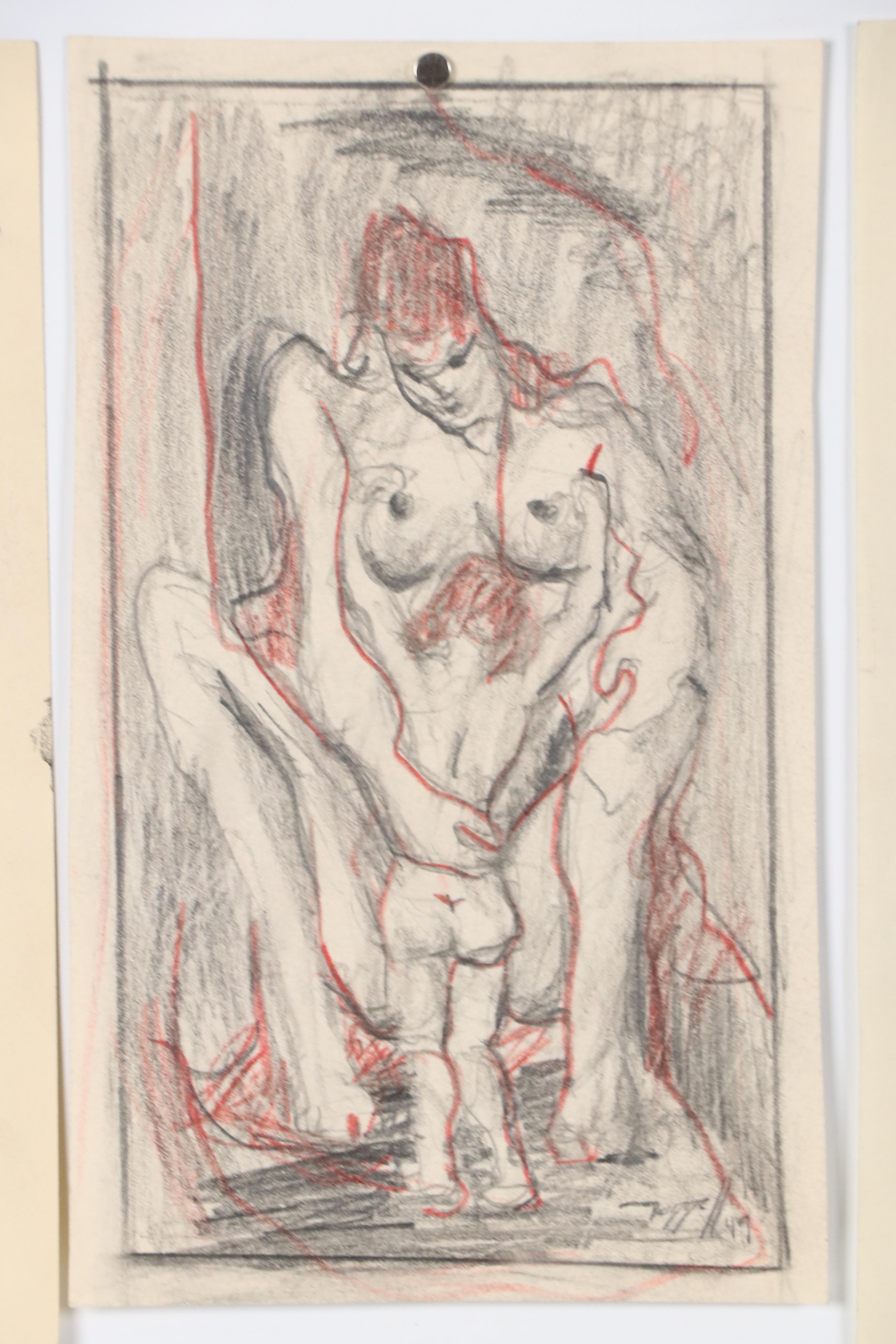 Charles Ragland Bunnell Modern Figural Graphite Drawings, 1949