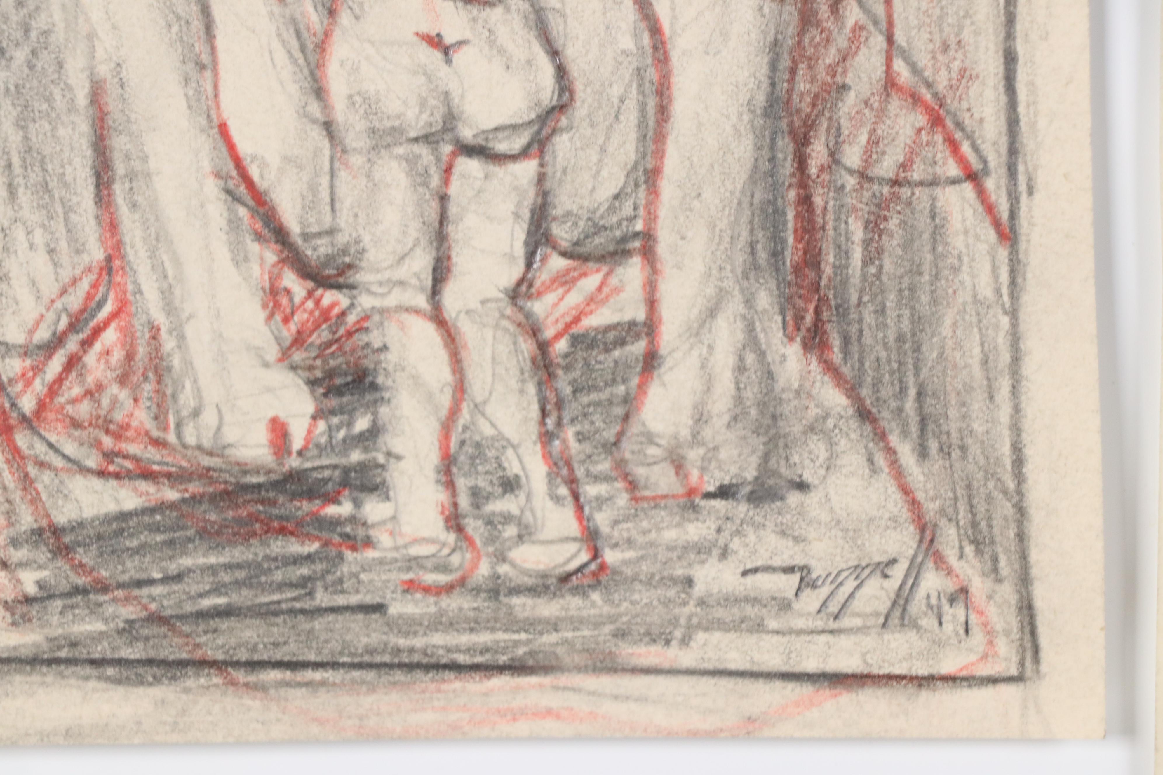 Charles Ragland Bunnell Modern Figural Graphite Drawings, 1949