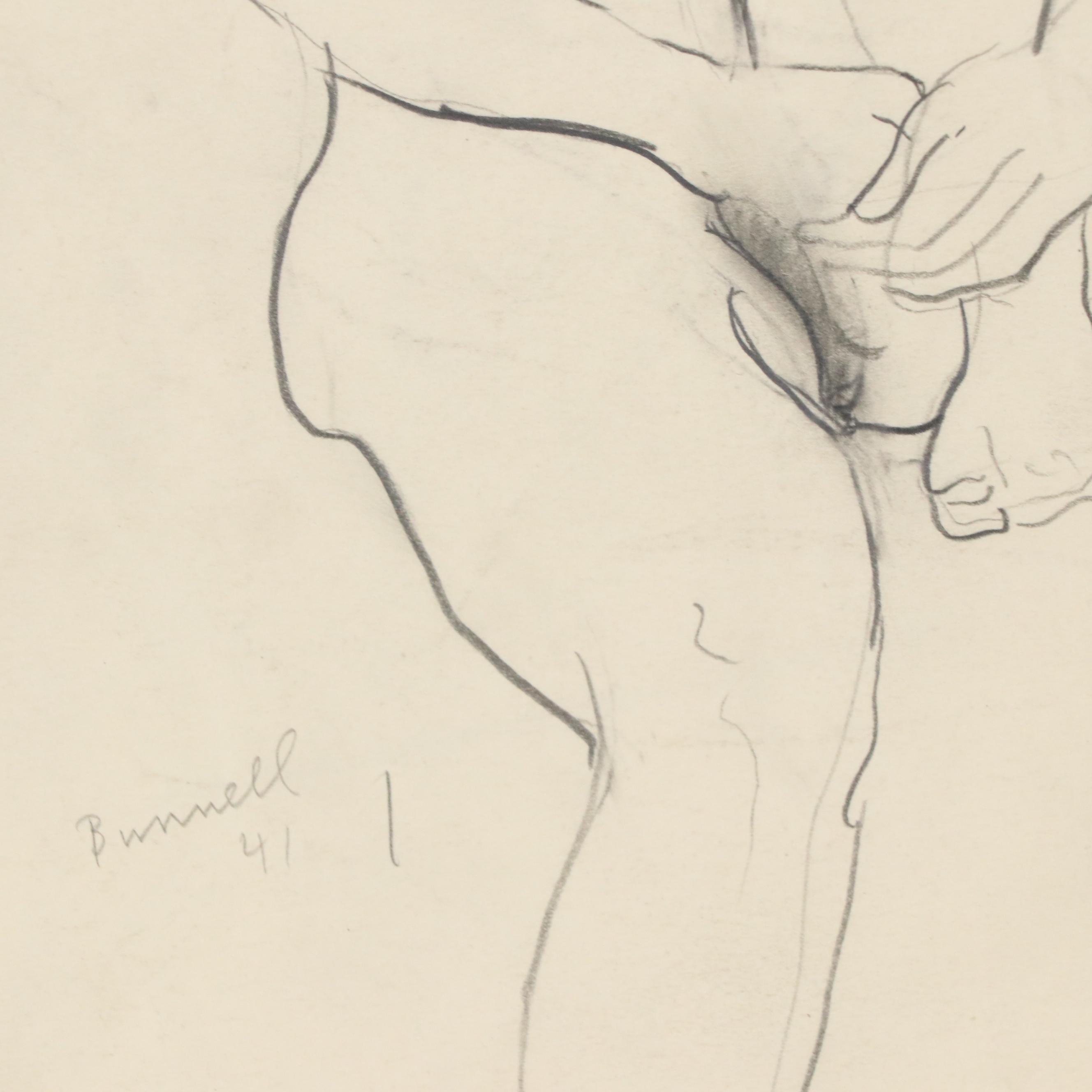 Charles Ragland Bunnell Modern Figural Graphite Drawings, 1949