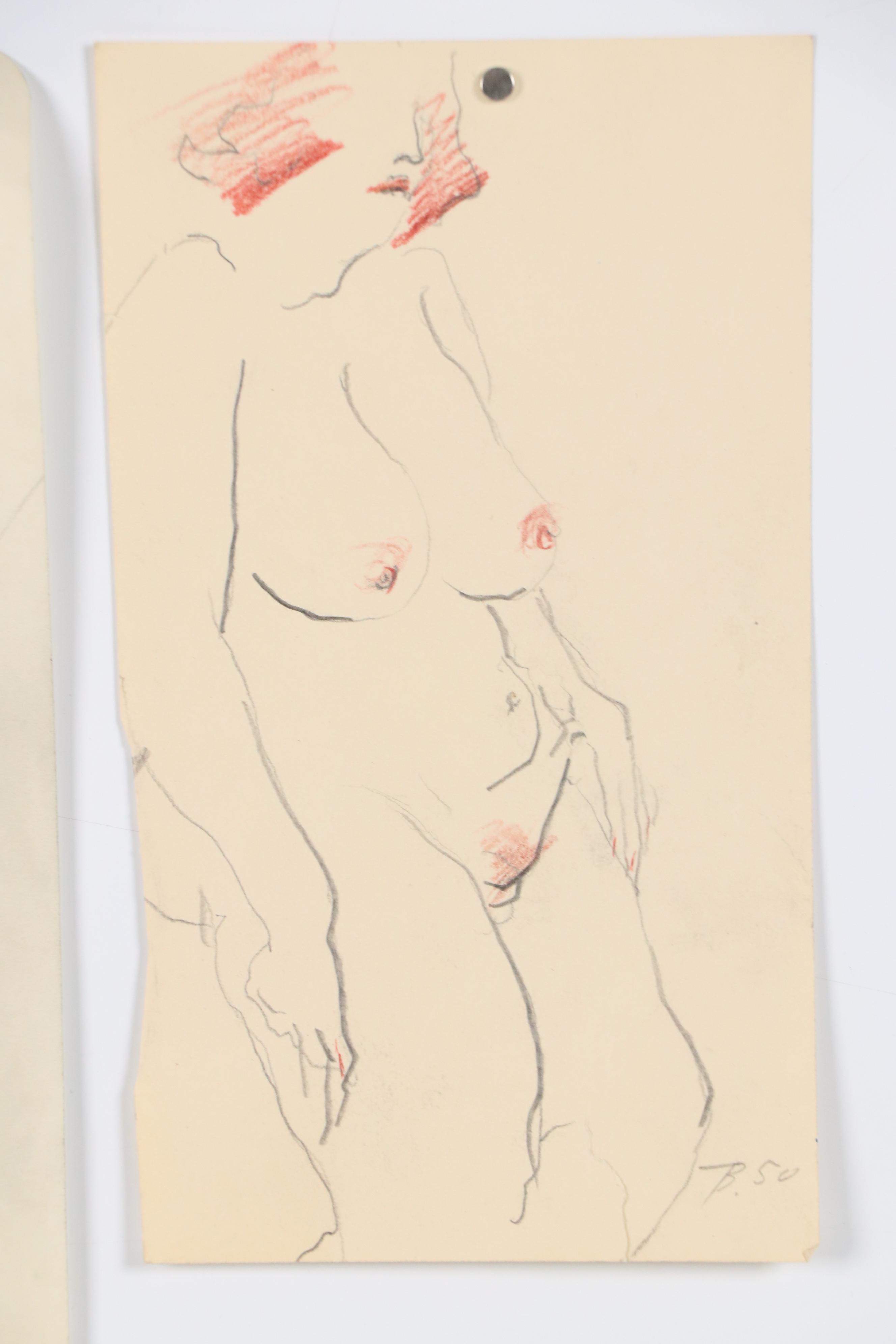 Charles Ragland Bunnell Modern Figural Graphite Drawings, 1949