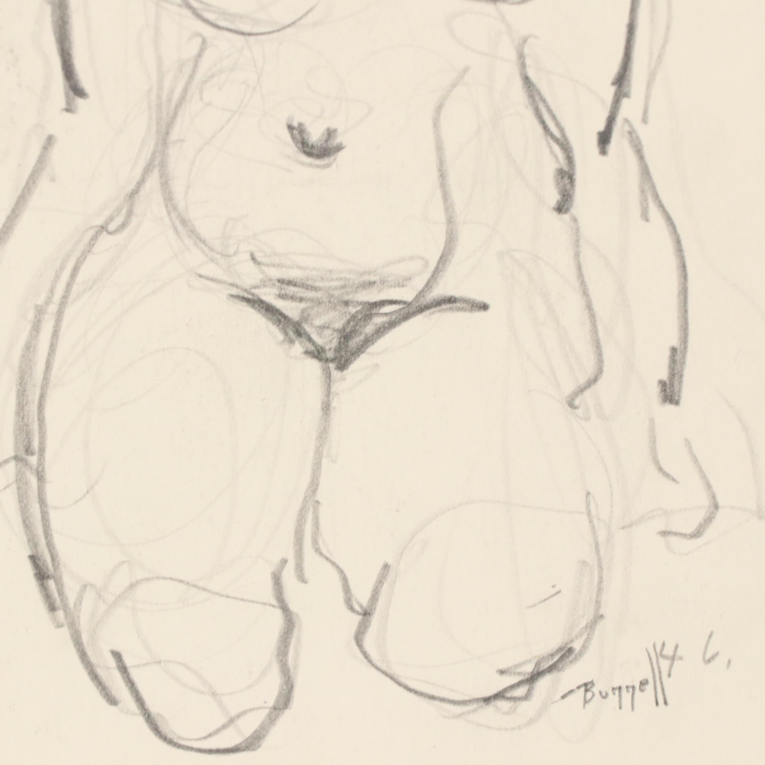 Charles Ragland Bunnell Modern Figural Graphite Drawings, 1949
