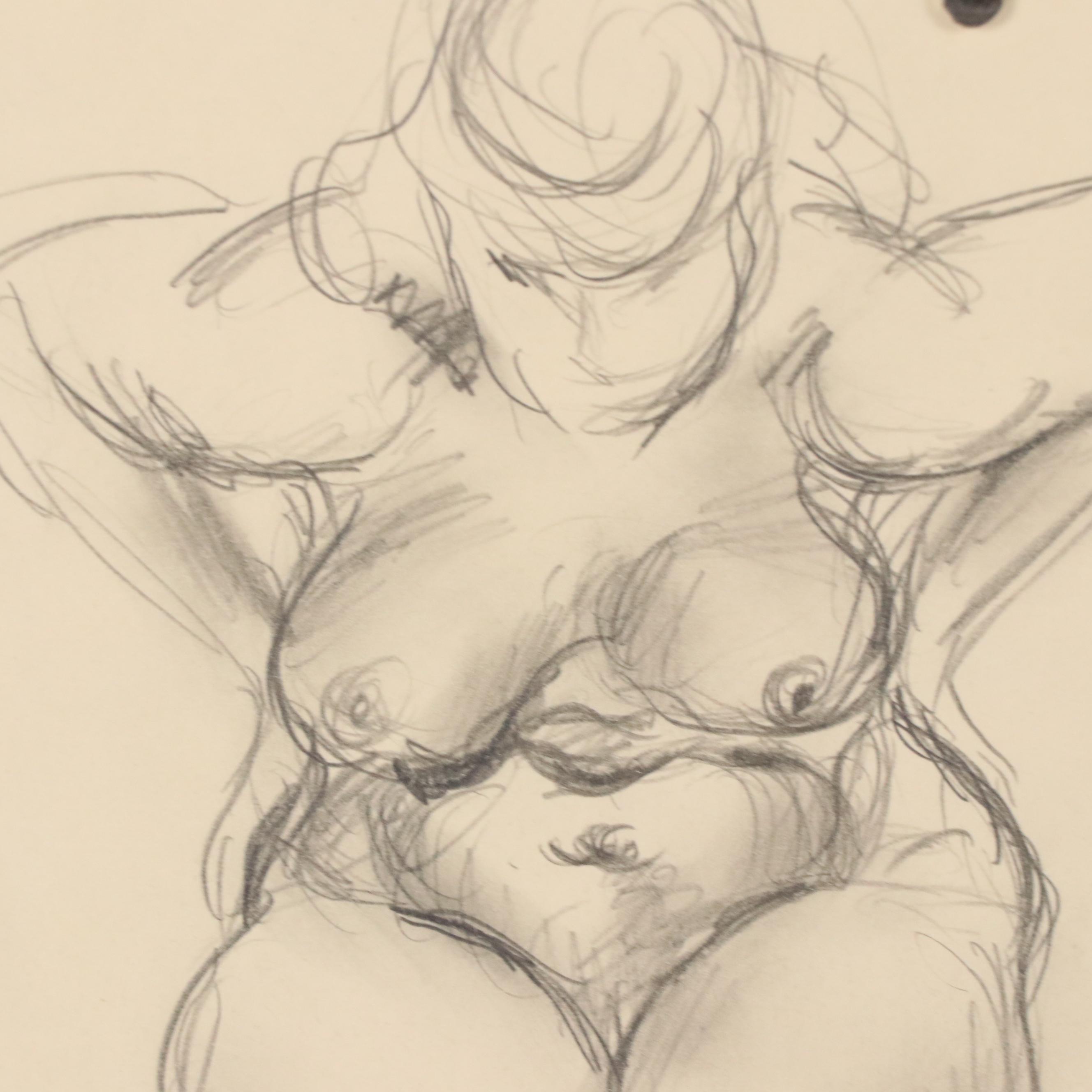 Charles Ragland Bunnell Modern Figural Graphite Drawings, 1949