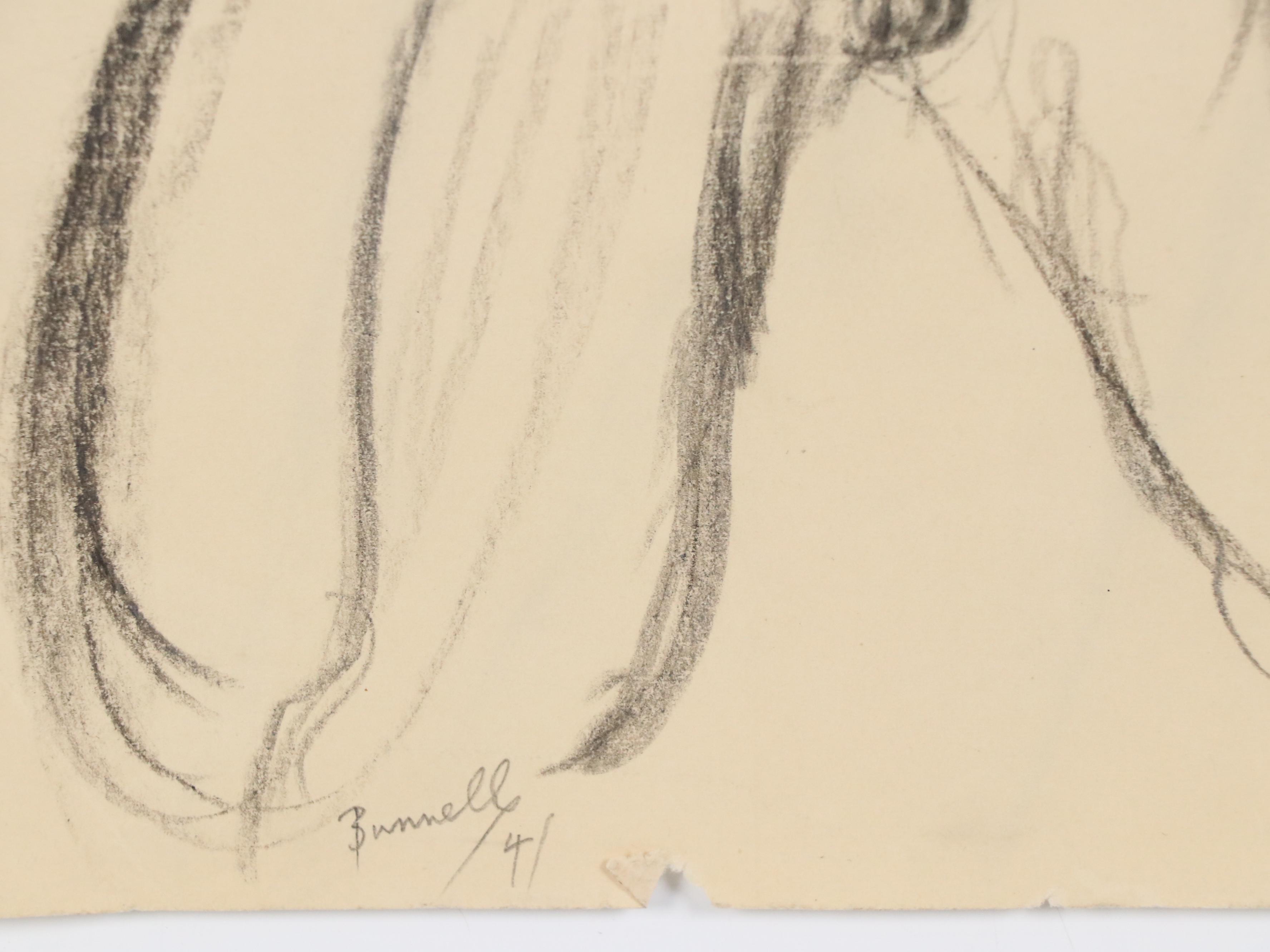 Charles Ragland Bunnell Modern Figural Graphite Drawings, 1949