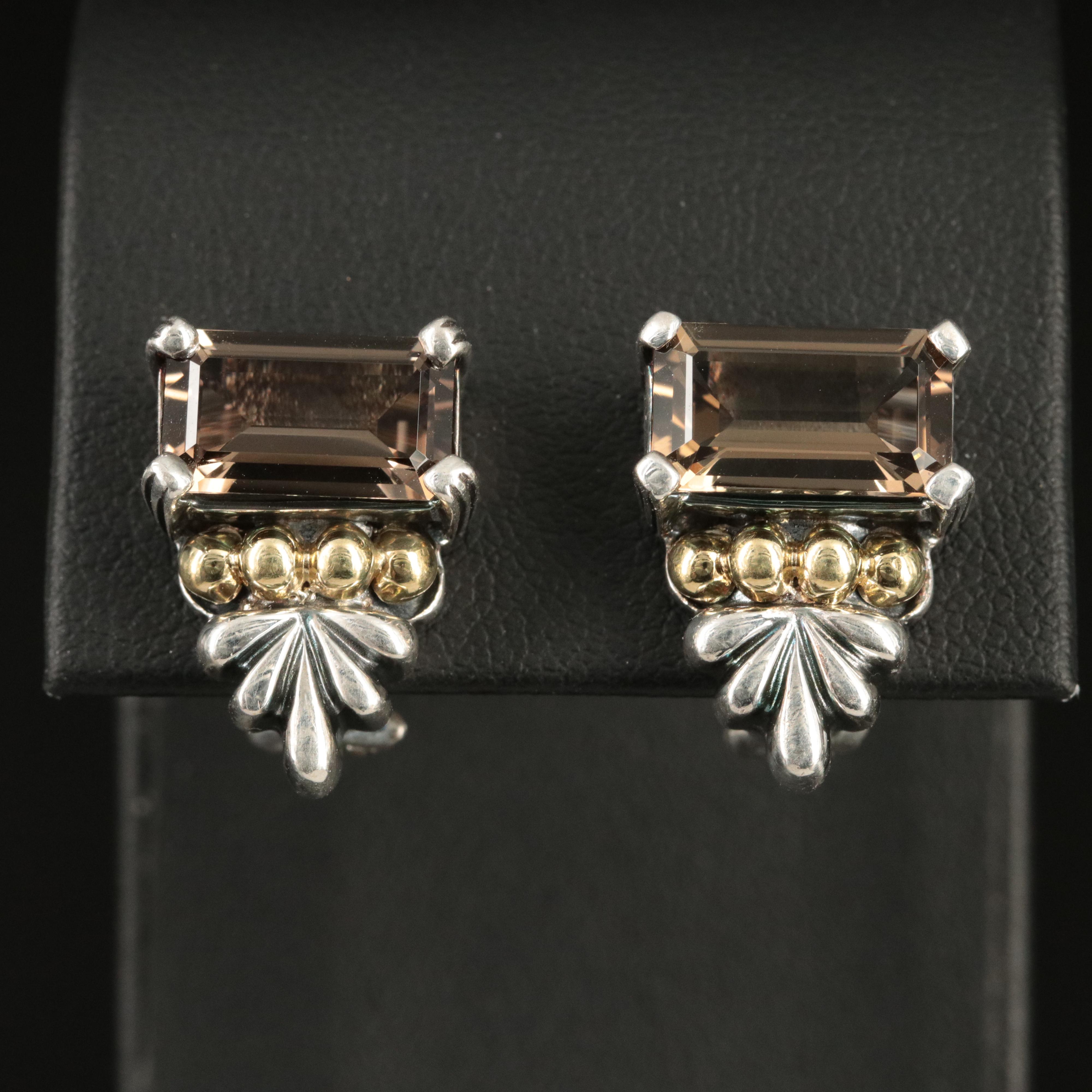 Caviar by Lagos Sterling and Smoky Quartz Earrings with 18K Accents