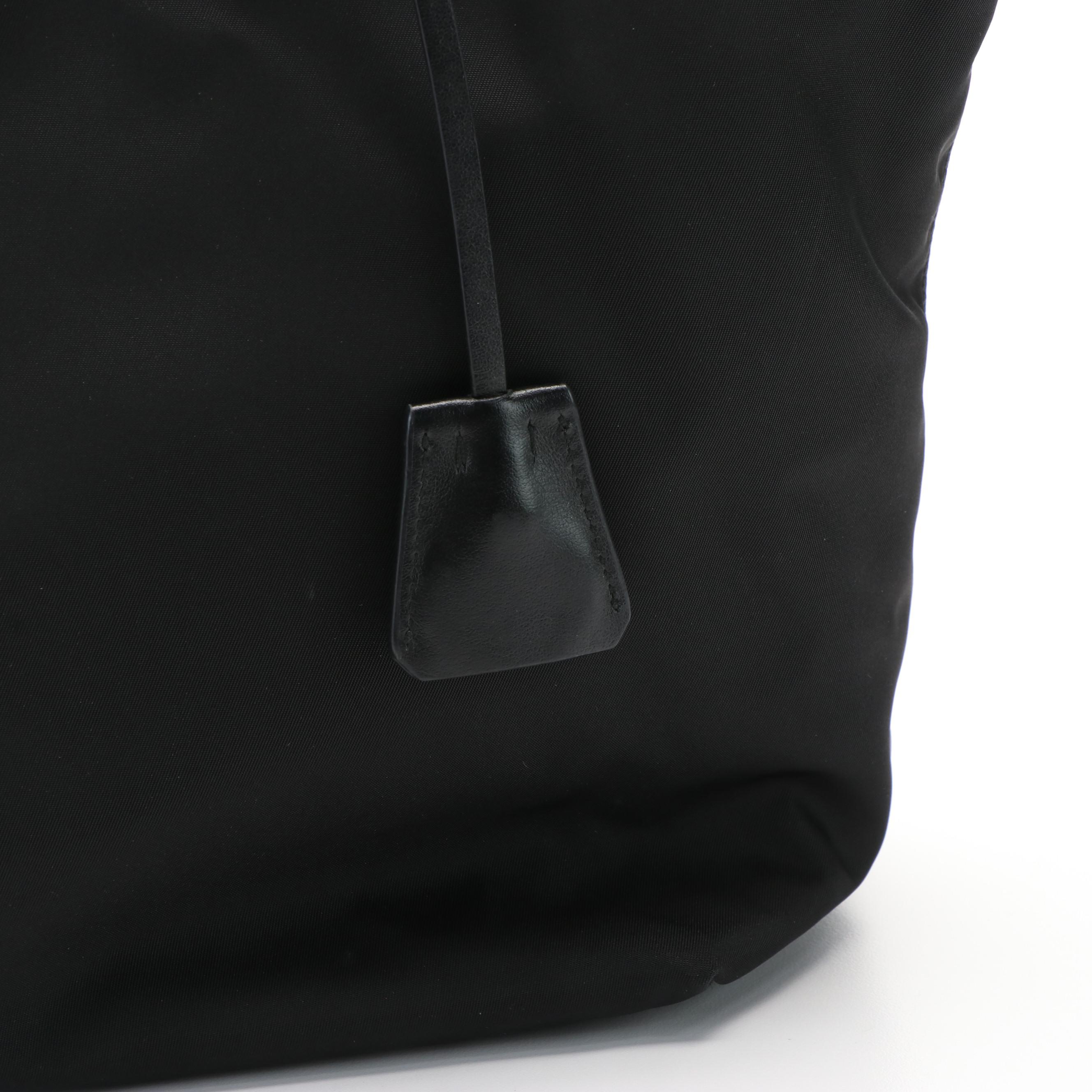 Prada Black Nylon and Leather Tote Bag