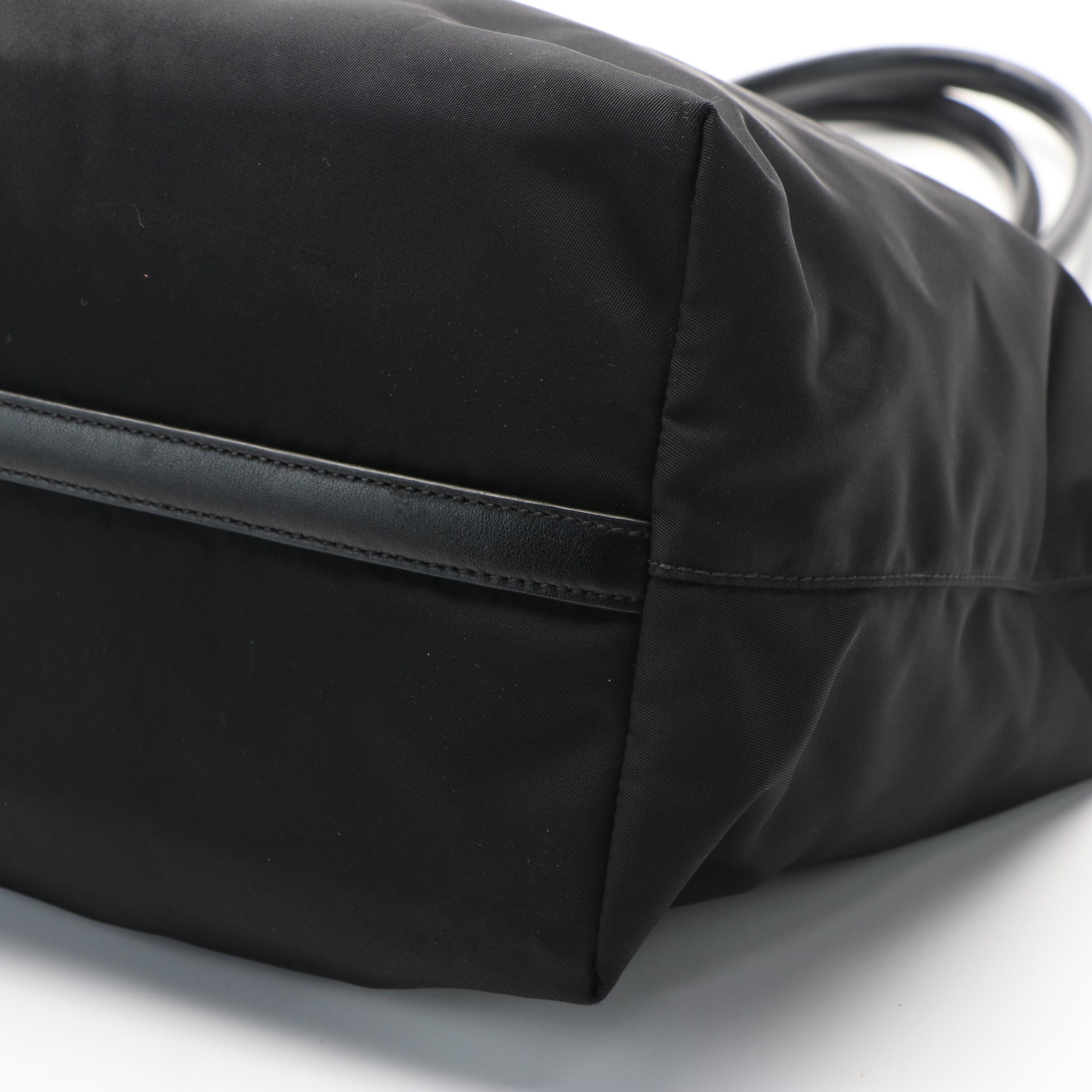 Prada Black Nylon and Leather Tote Bag