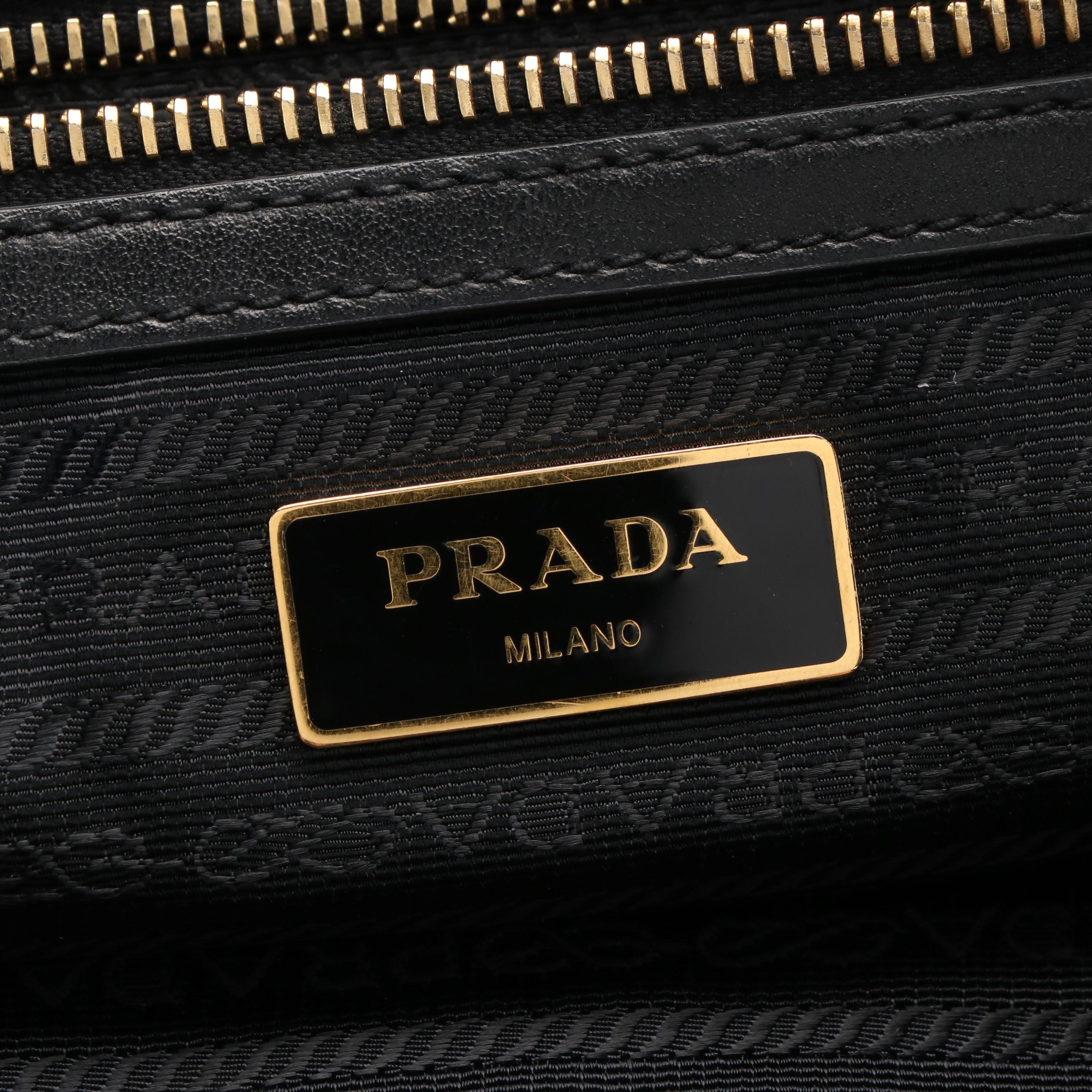 Prada Black Nylon and Leather Tote Bag