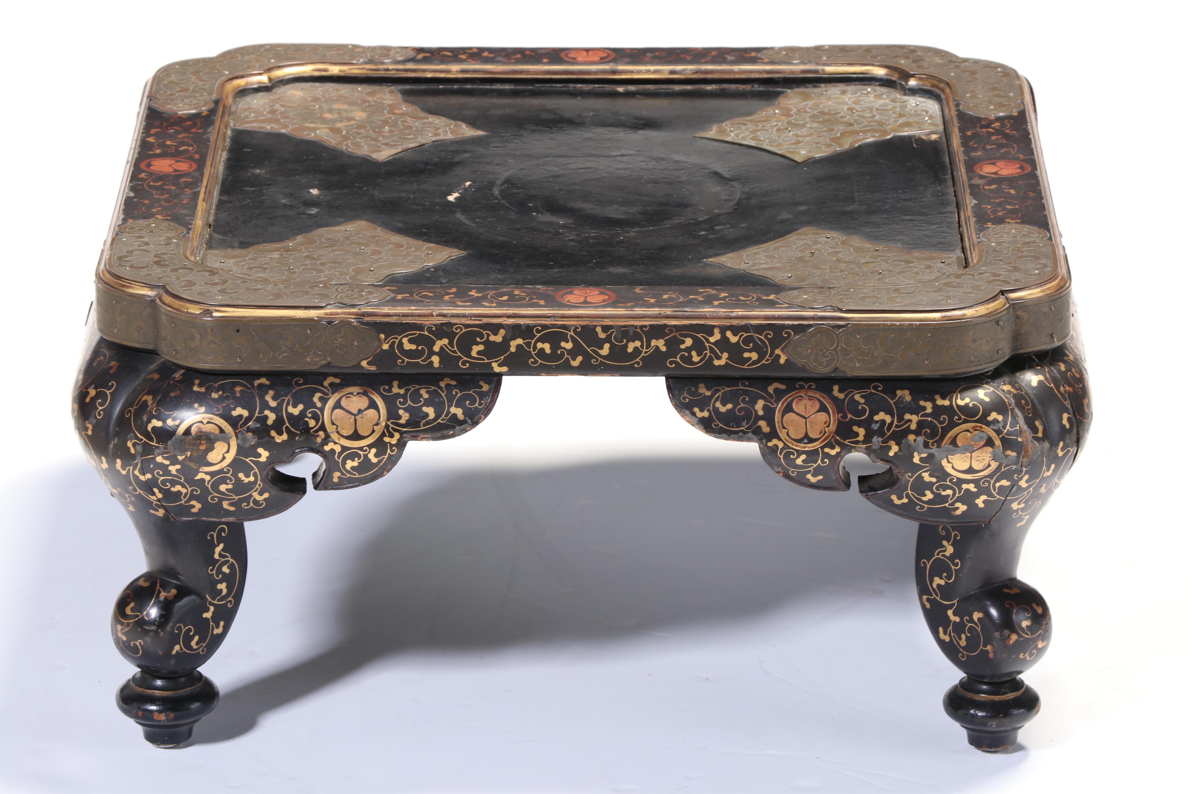 Japanese Brass-Mounted and Lacquered Hibachi Stand, 19th Century and Adapted