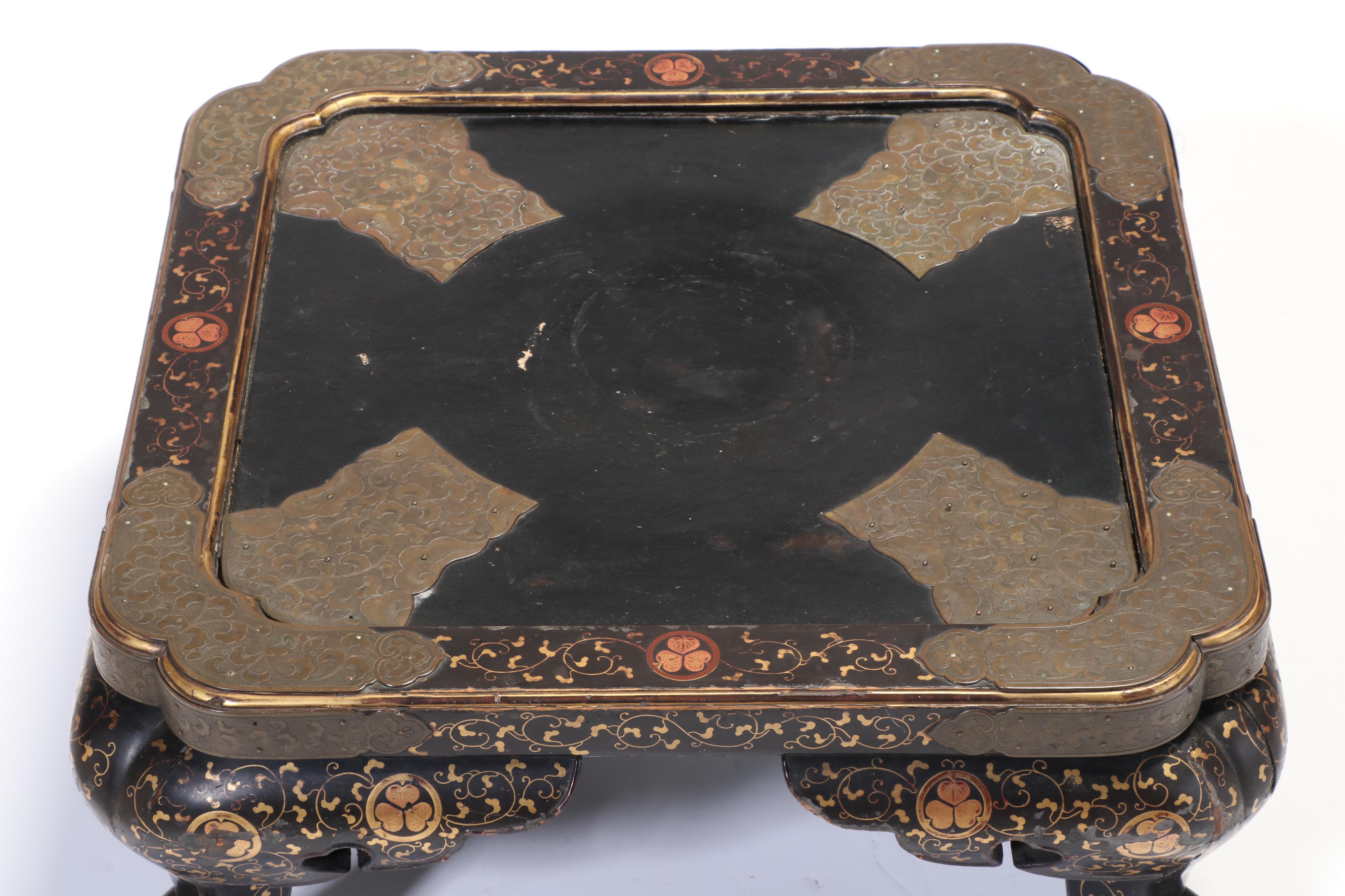 Japanese Brass-Mounted and Lacquered Hibachi Stand, 19th Century and Adapted