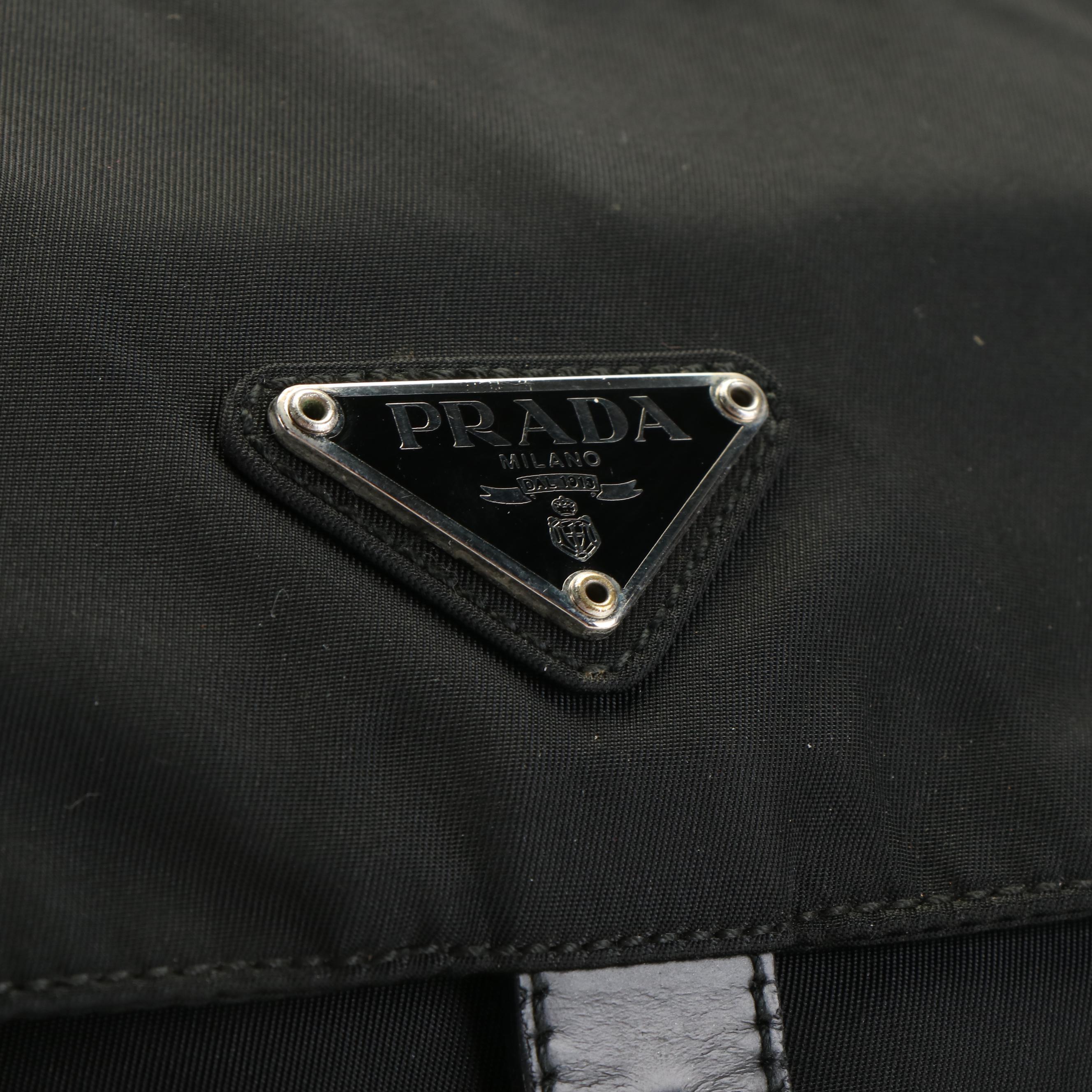 Prada Triangle Logo Black Tessuto Nylon Messenger Bag