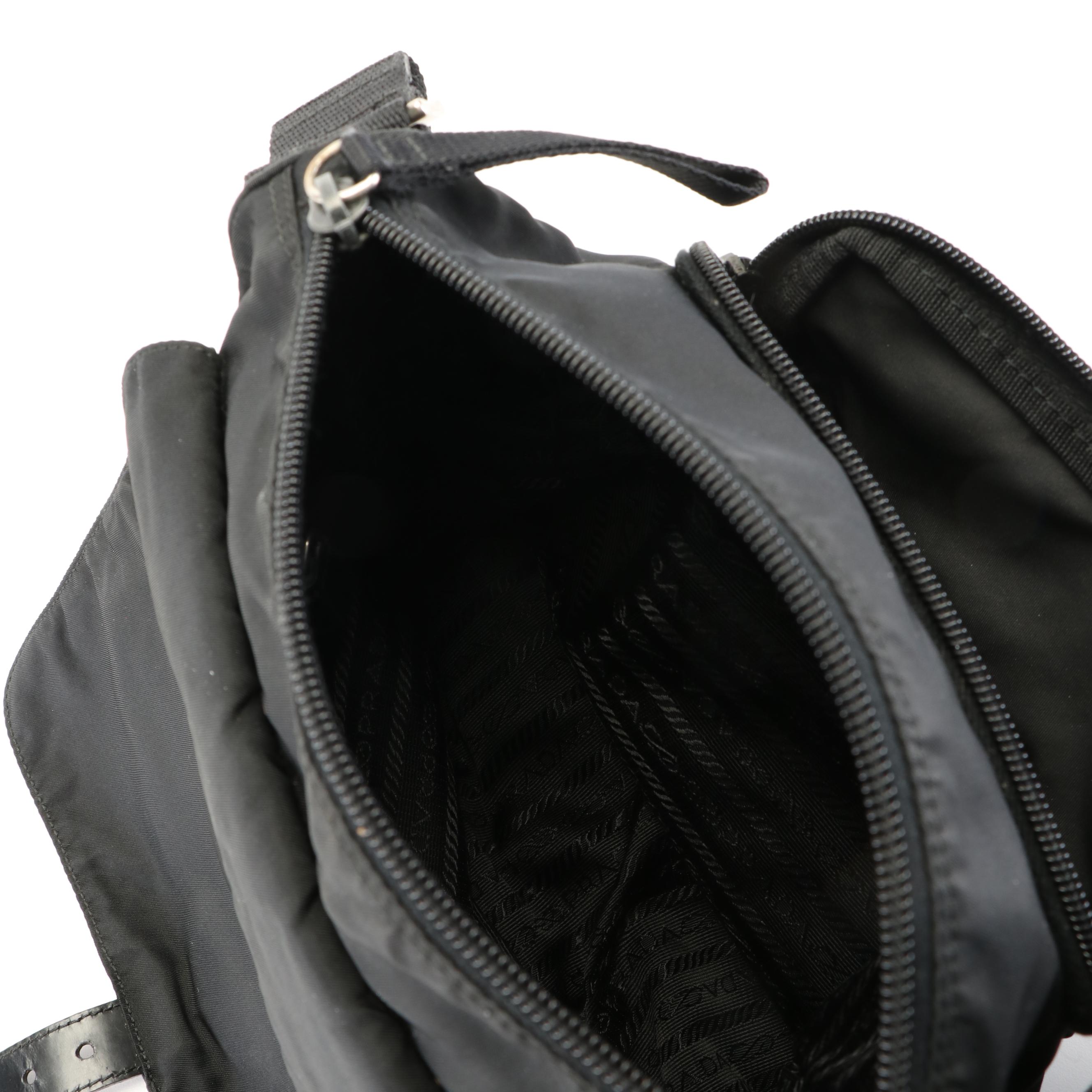 Prada Triangle Logo Black Tessuto Nylon Messenger Bag
