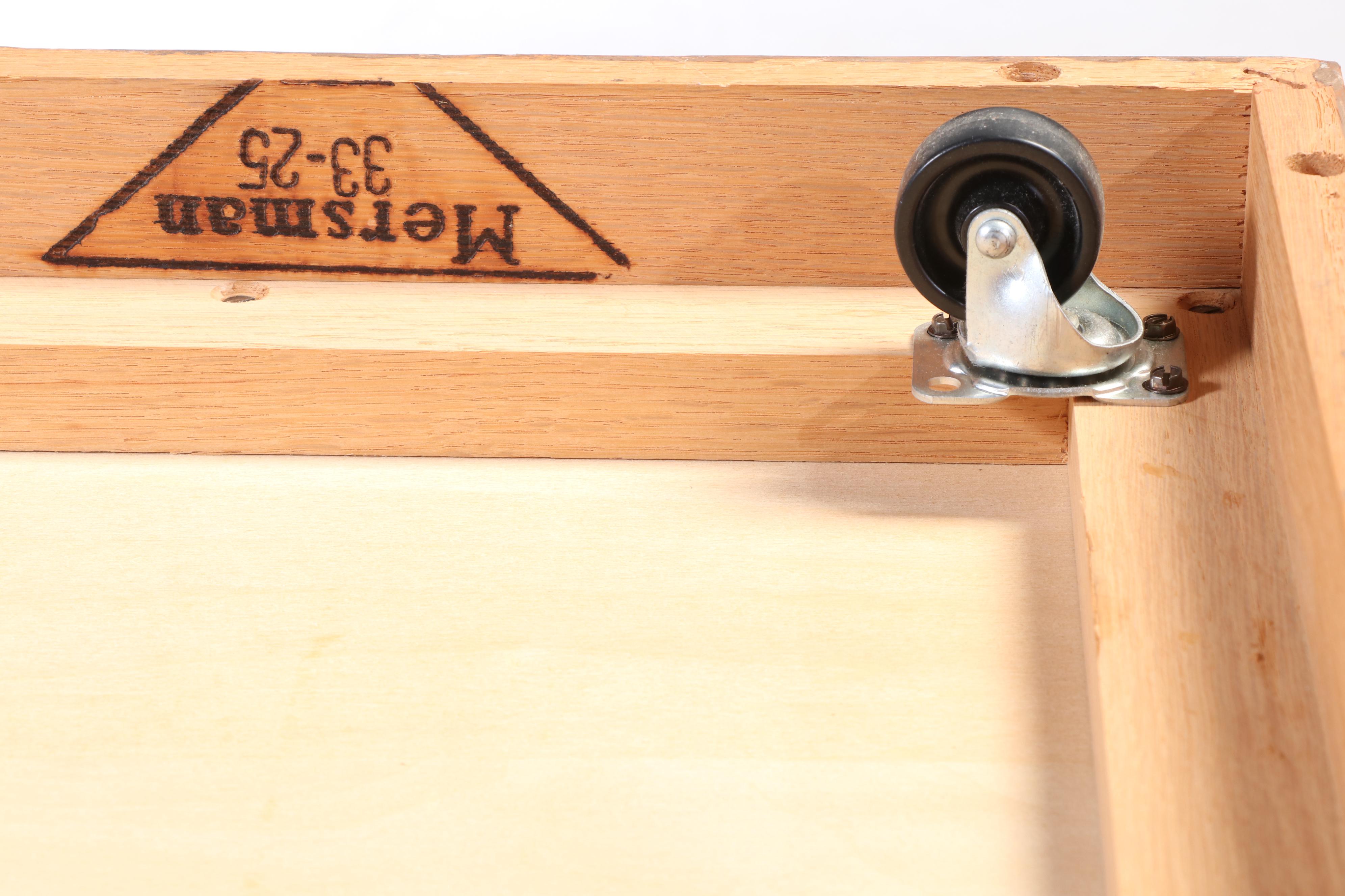 Pair of Mersman Mediterranean Style Oak and Laminate Top Side Cabinets