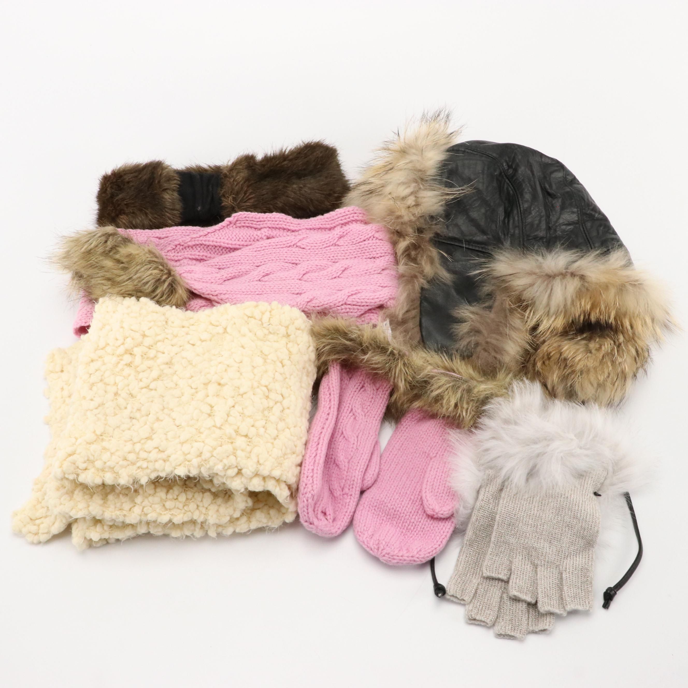 Neiman Marcus Fox Fur Trim Gloves, Other Tanuki Fur/Leather Trapper Hat, More