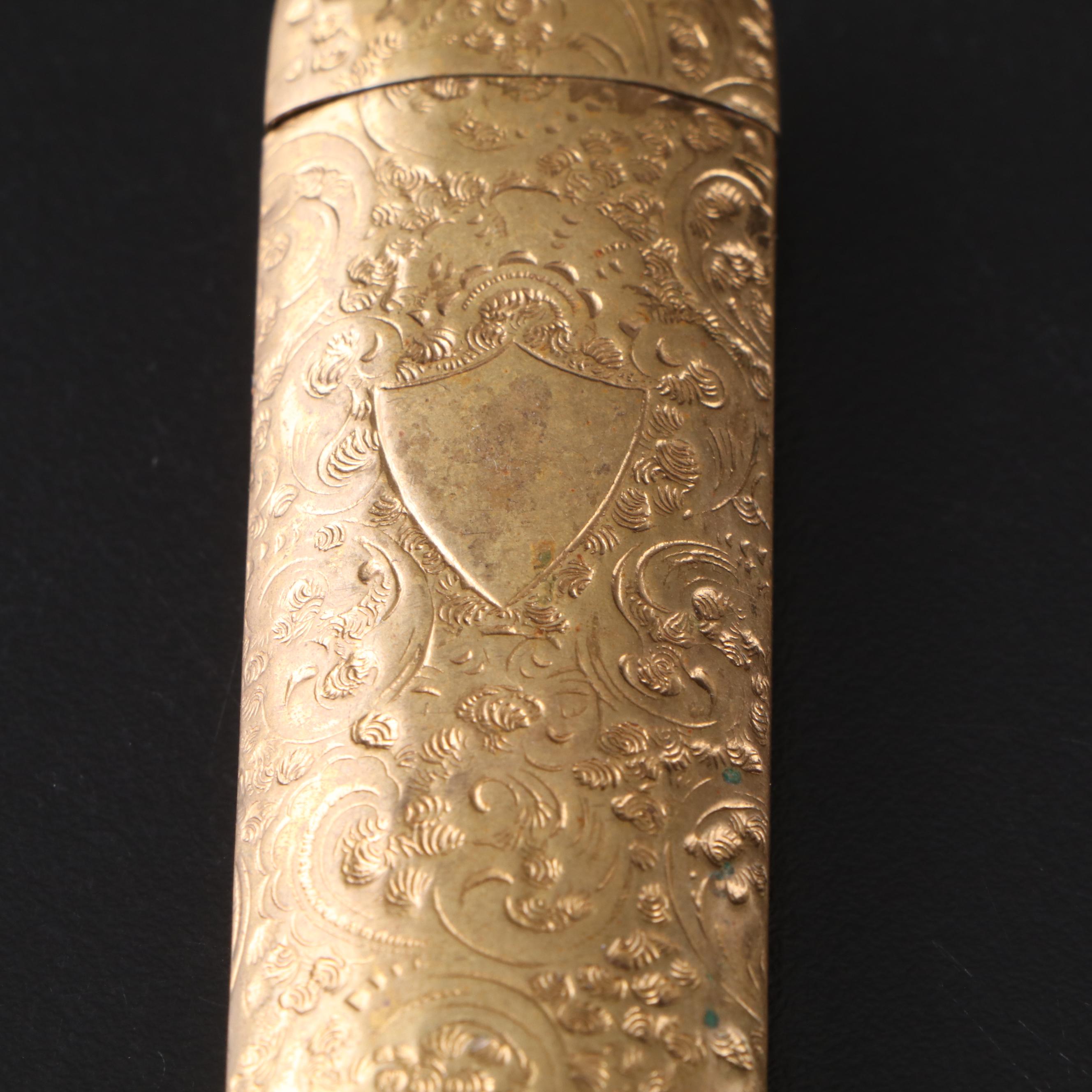 Waltham Brass Pocket Compass with Filigree Motif Brass Lighter Holder and More