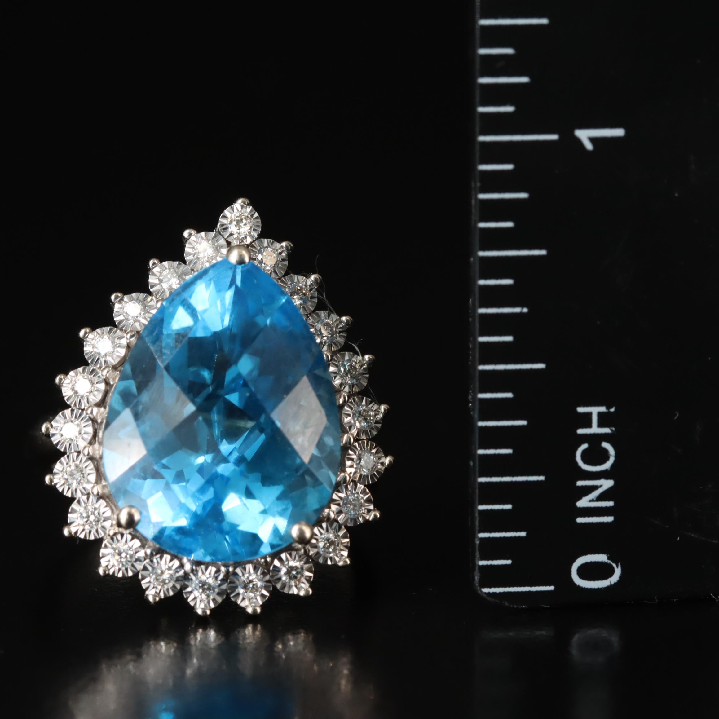EFFY 14K 16.71 CT Swiss Blue Topaz and Diamond Ring