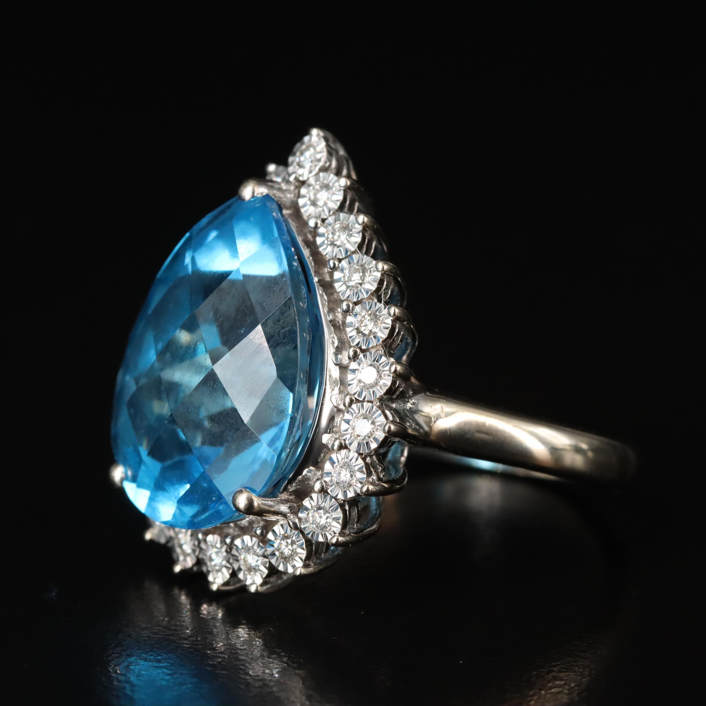EFFY 14K 16.71 CT Swiss Blue Topaz and Diamond Ring
