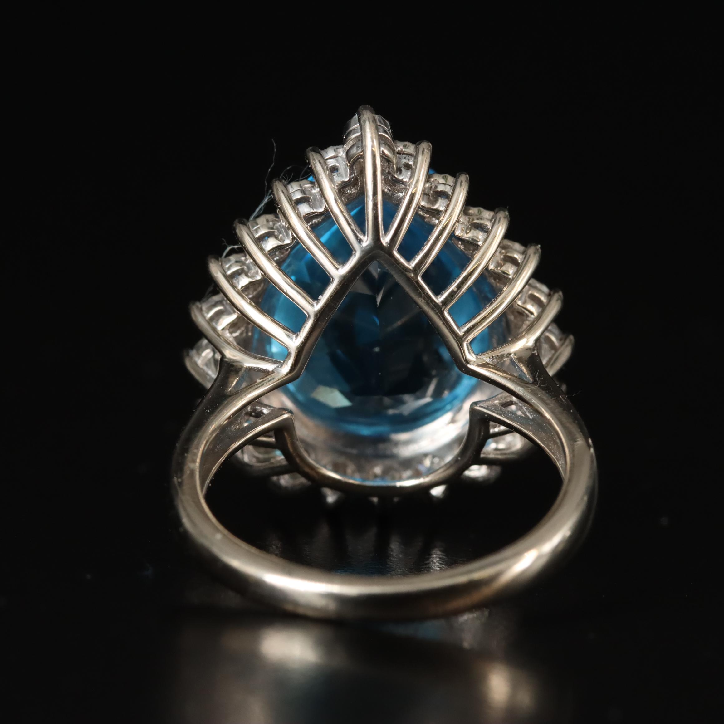 EFFY 14K 16.71 CT Swiss Blue Topaz and Diamond Ring