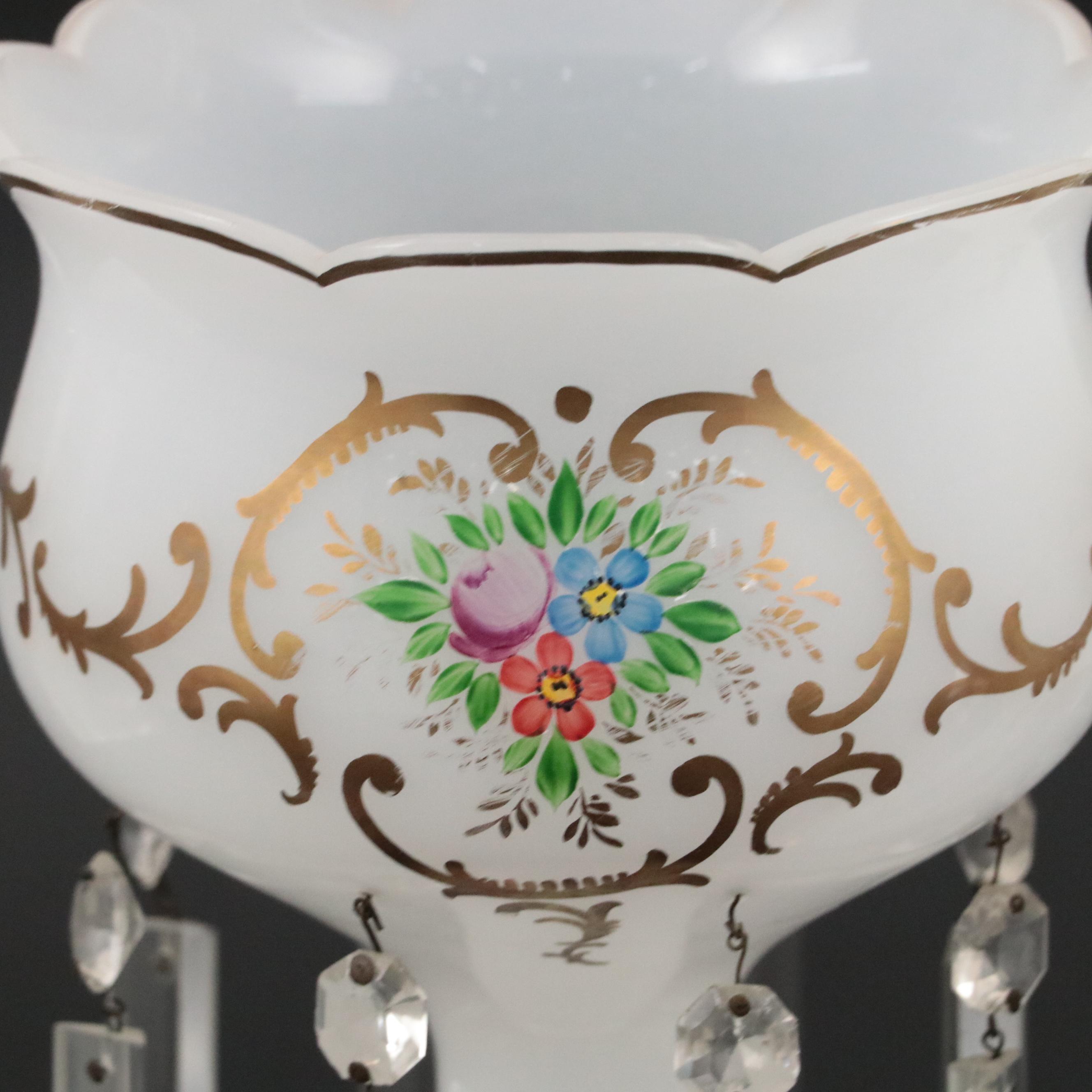 Hand-Painted Gilt Glass Mantel Lusters