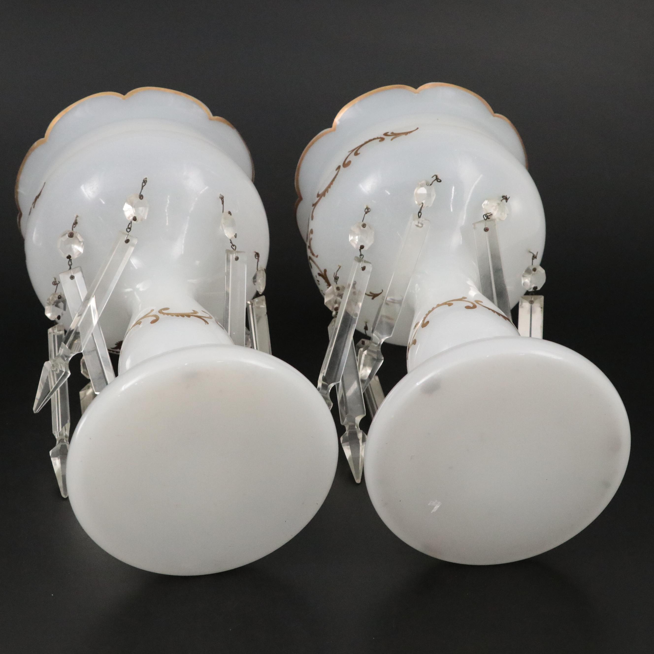 Hand-Painted Gilt Glass Mantel Lusters