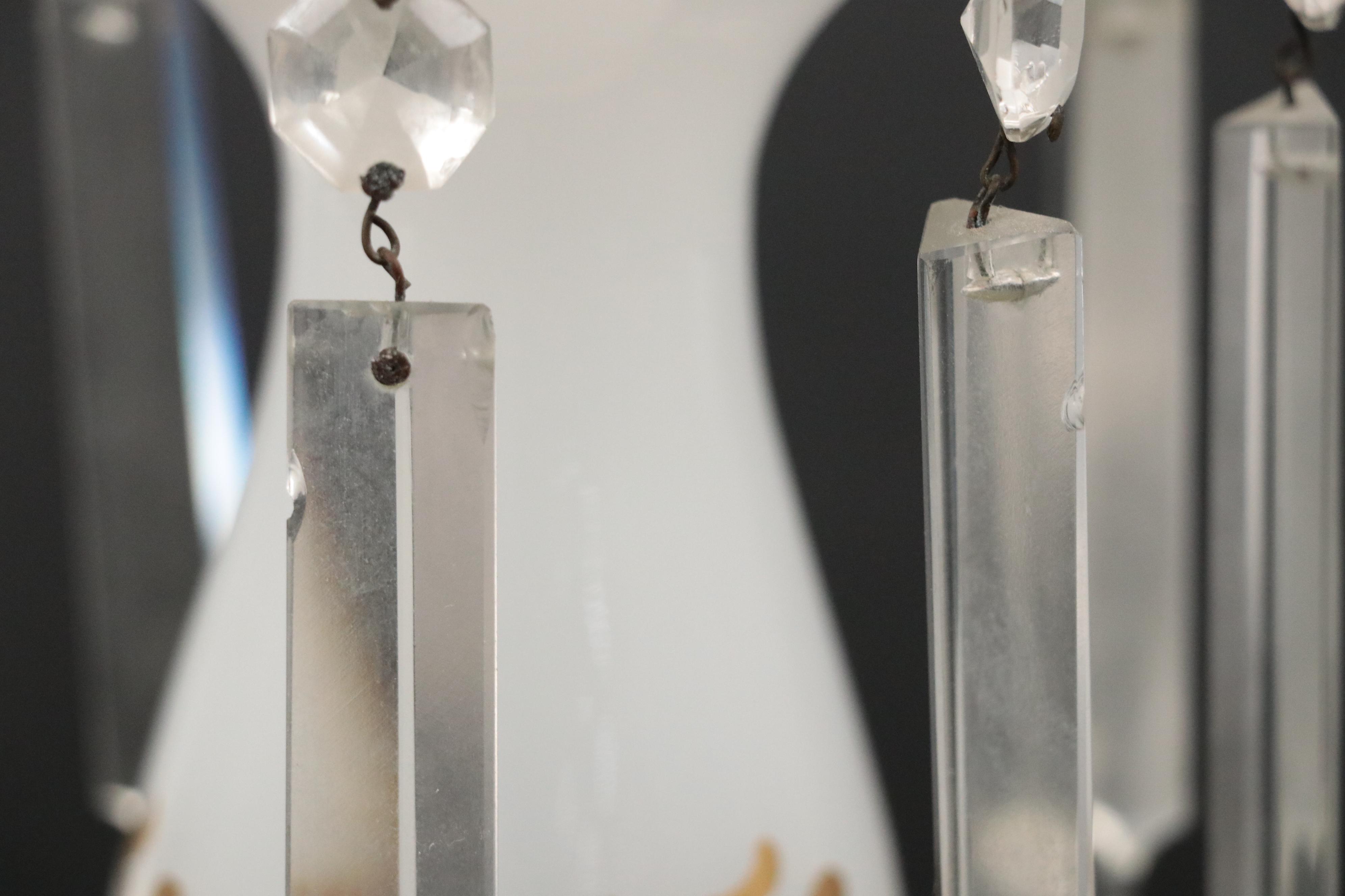 Hand-Painted Gilt Glass Mantel Lusters