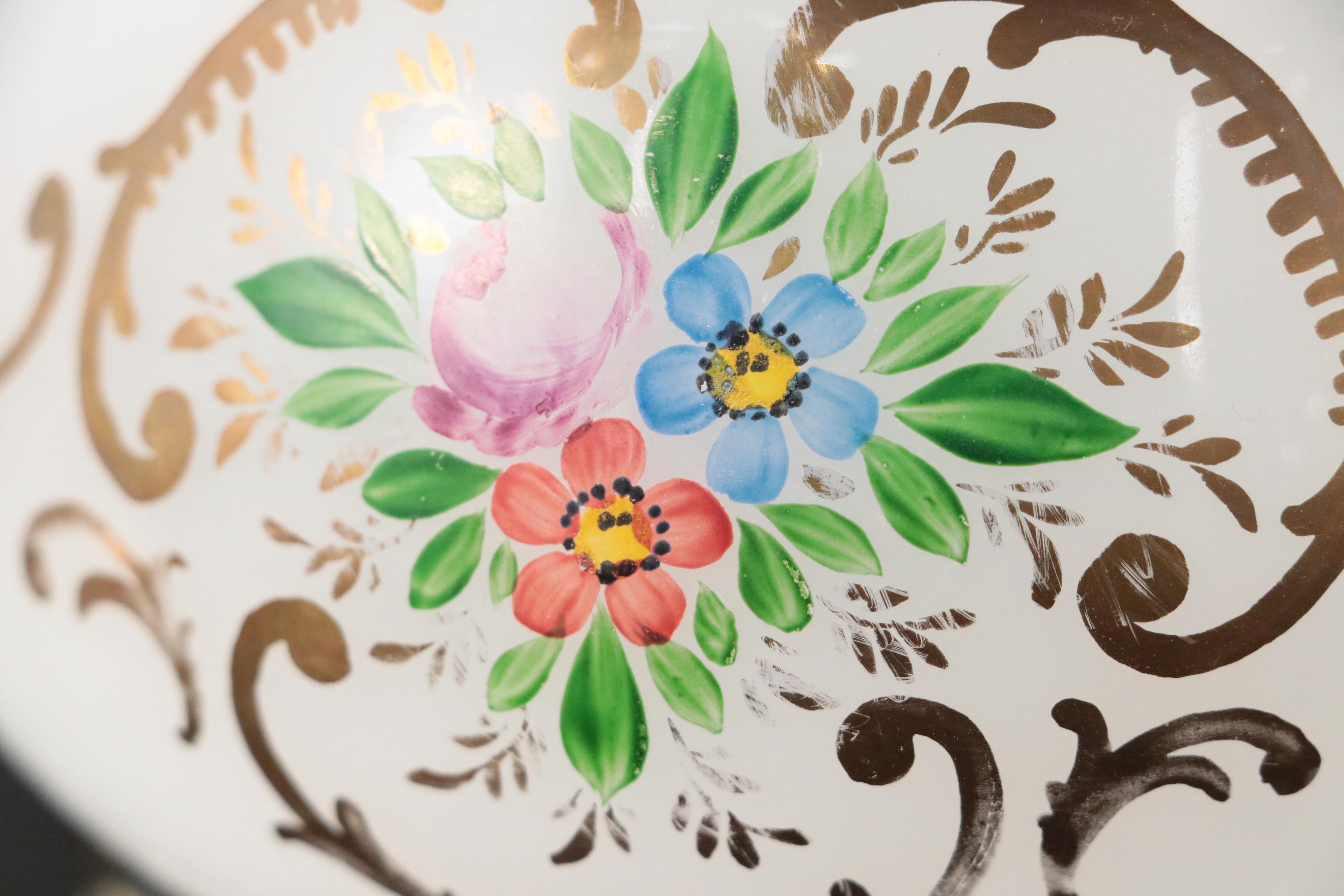 Hand-Painted Gilt Glass Mantel Lusters