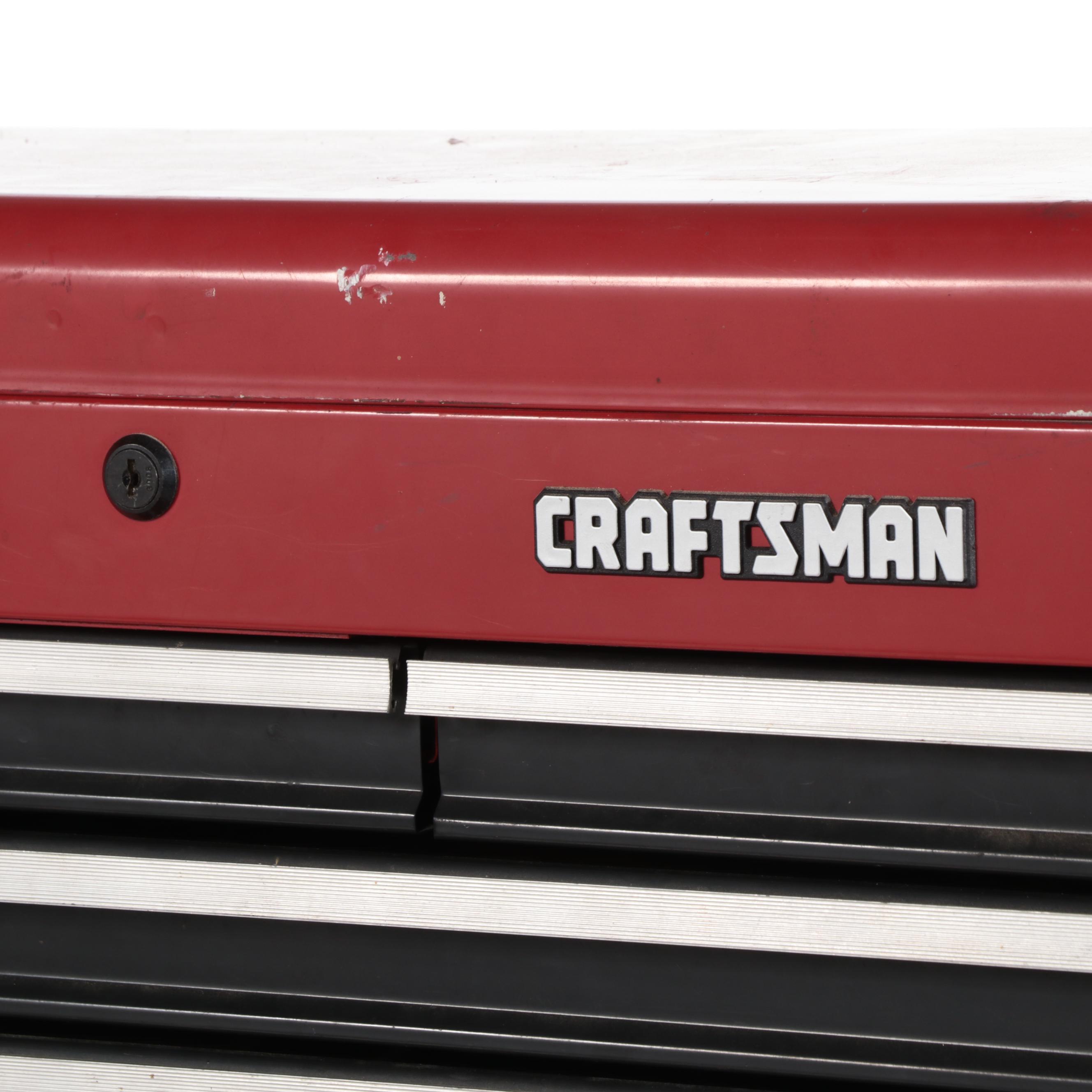 Craftsman Red Enameled Metal Locking Tool Chest with Assorted Tools