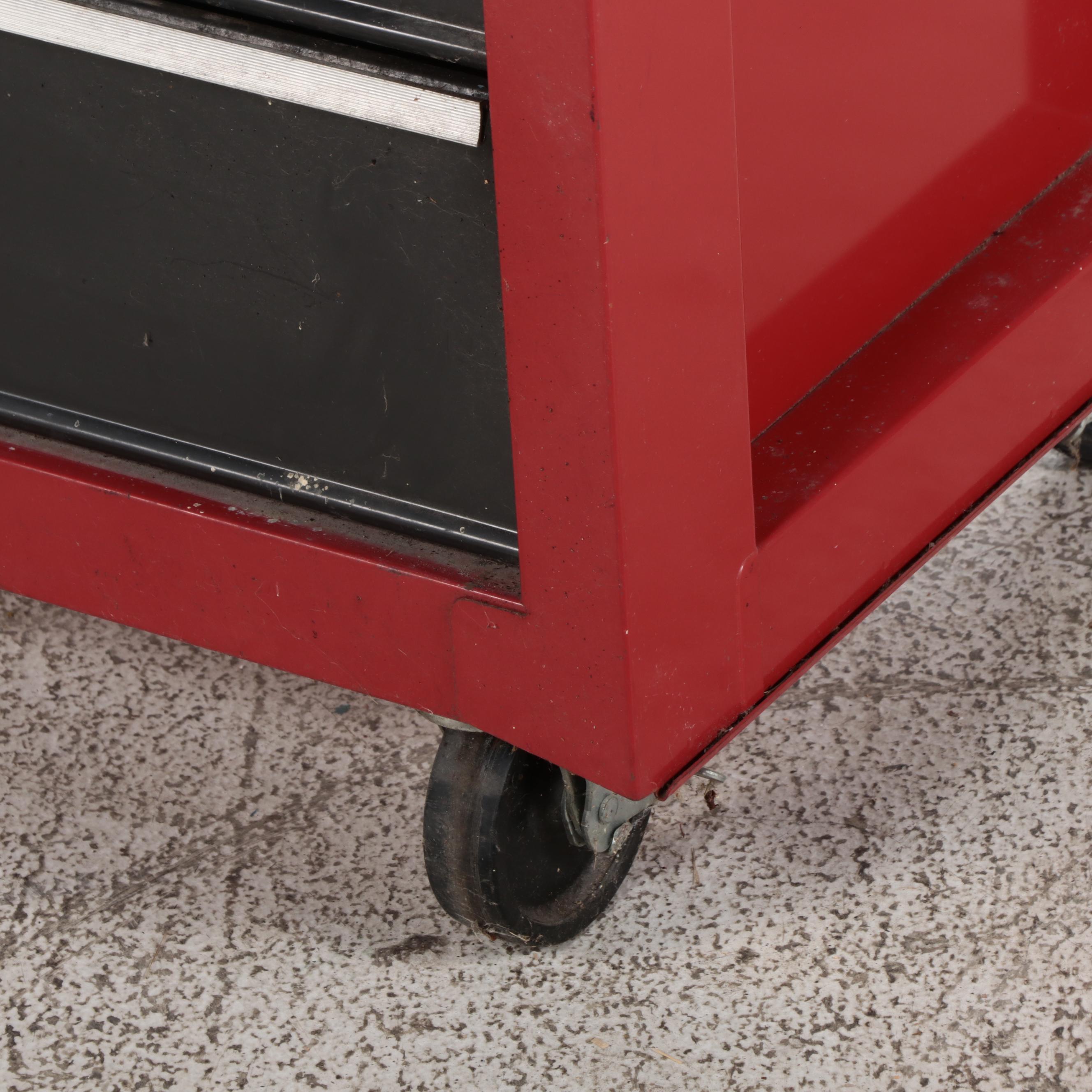 Craftsman Red Enameled Metal Locking Tool Chest with Assorted Tools