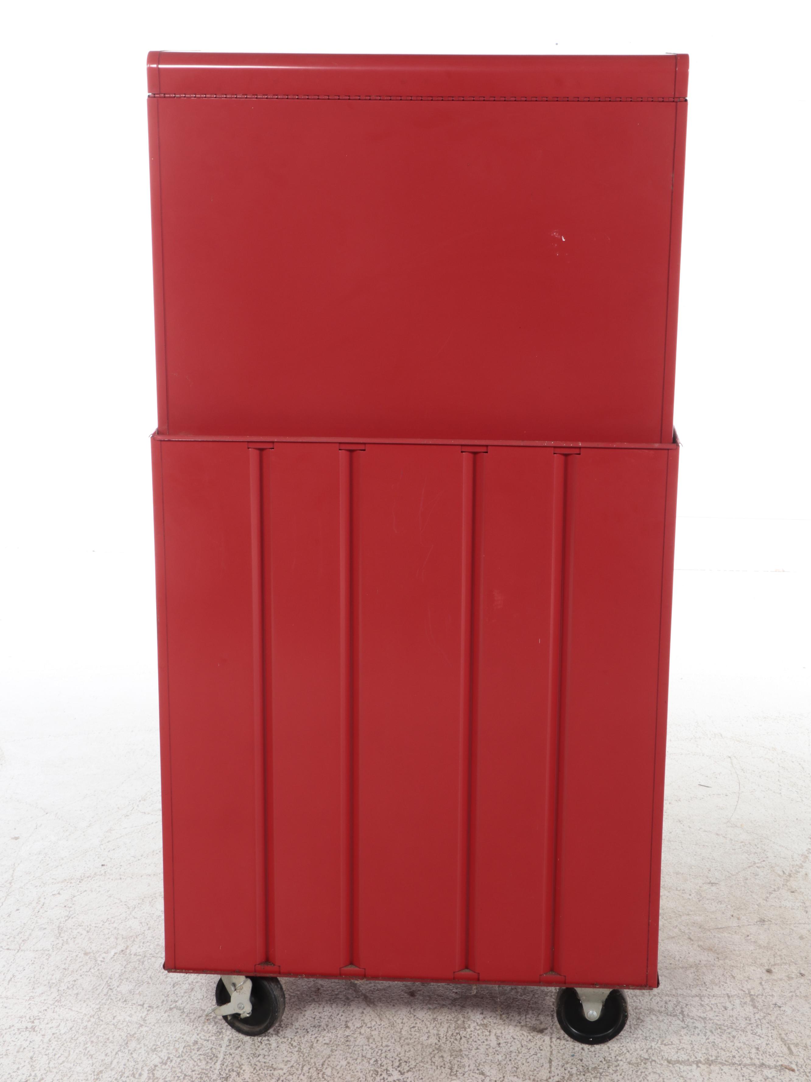 Craftsman Red Enameled Metal Locking Tool Chest with Assorted Tools