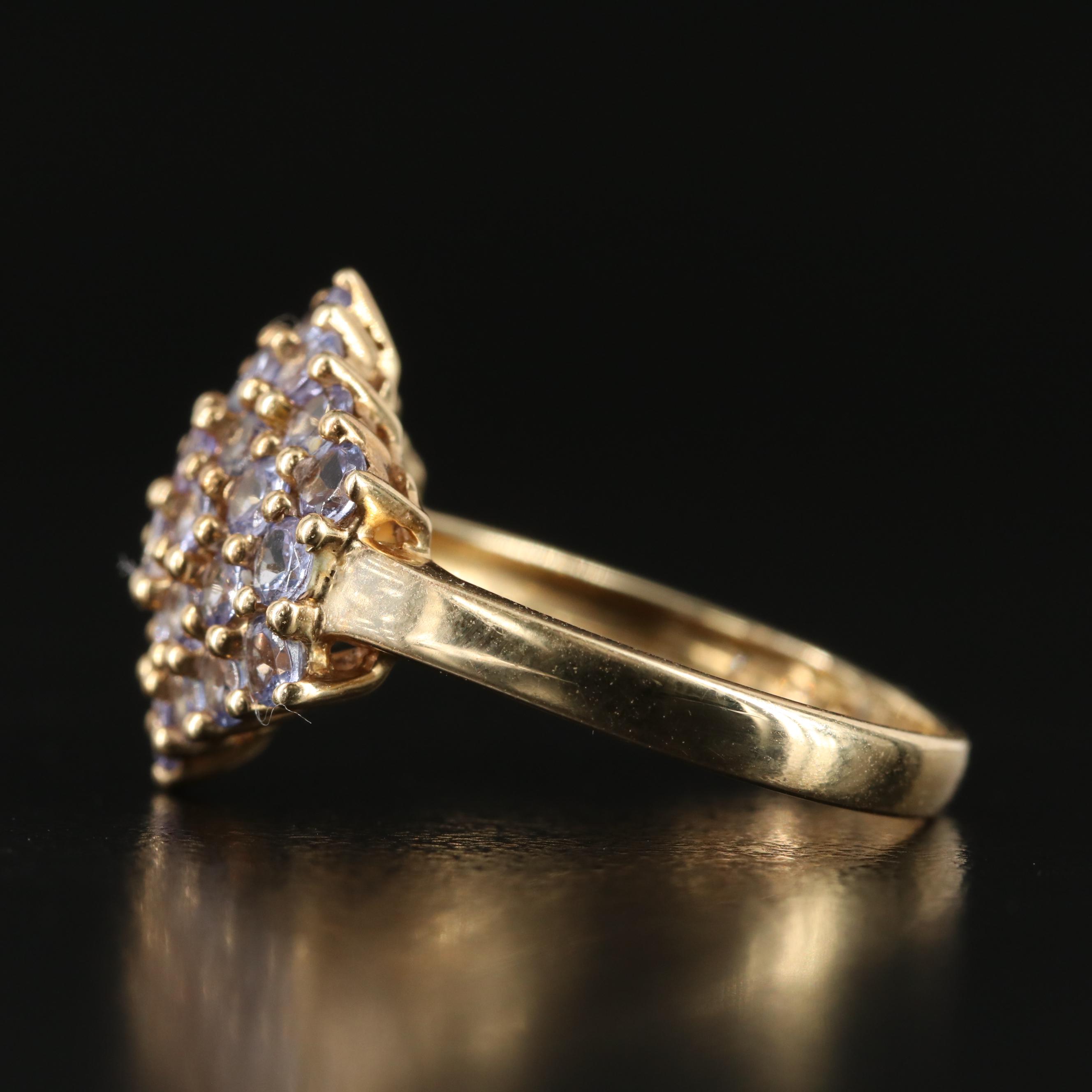 14K Tanzanite Cluster Ring
