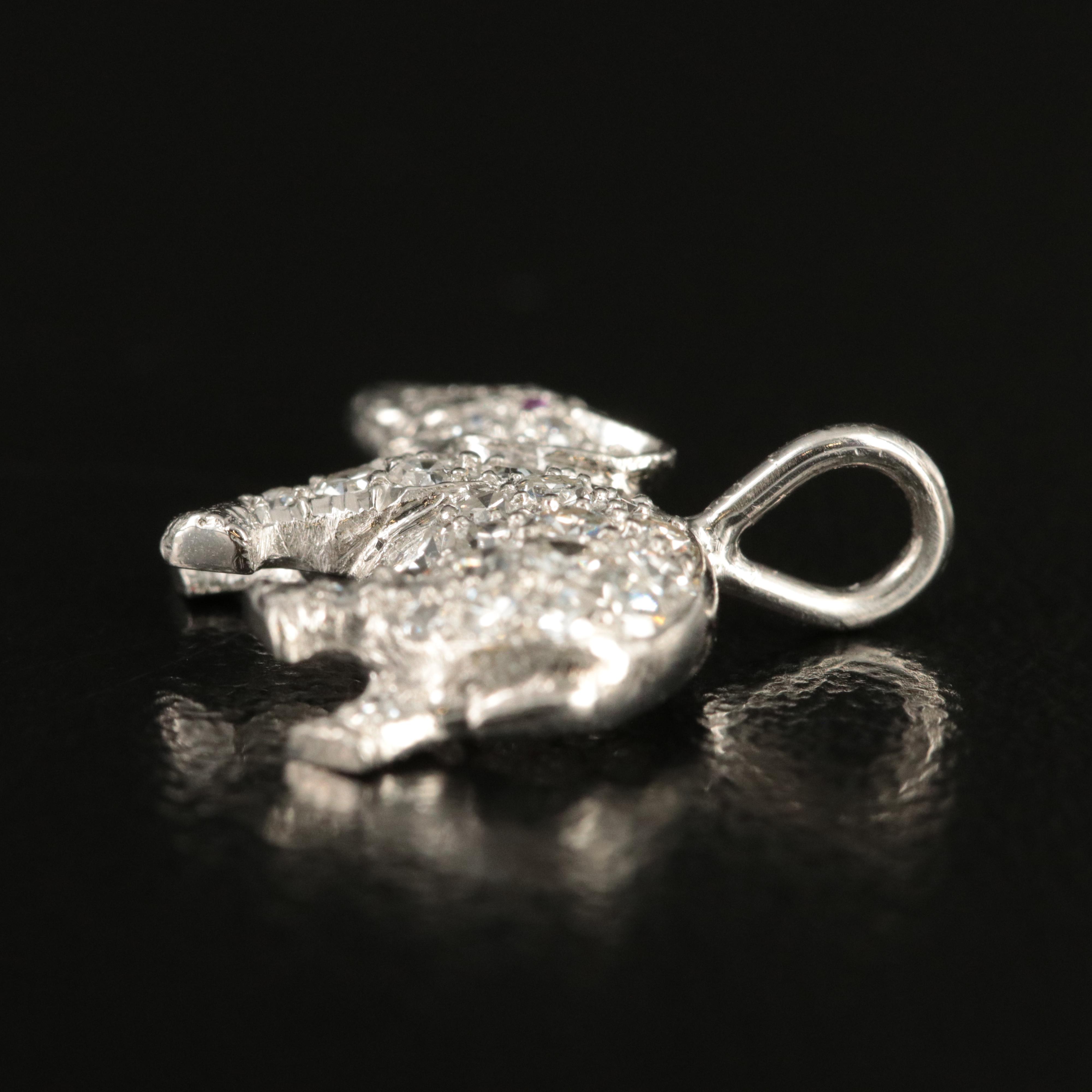Platinum Diamond and Ruby Elephant Pendant