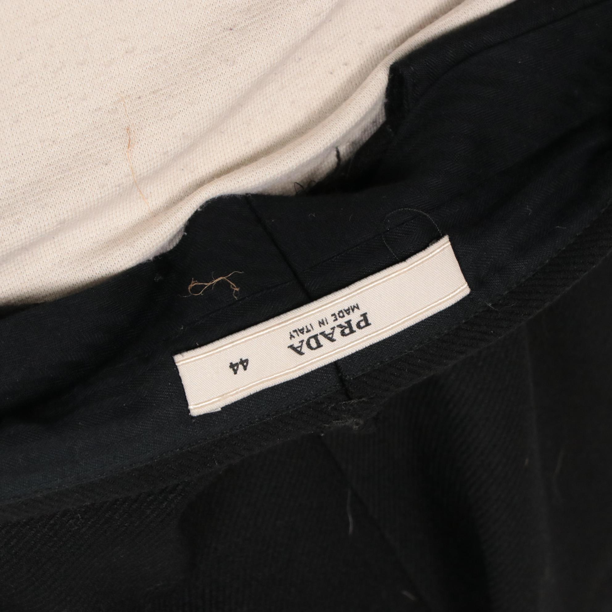 Prada Black Wool Flat-Front Equestrian Style Pants