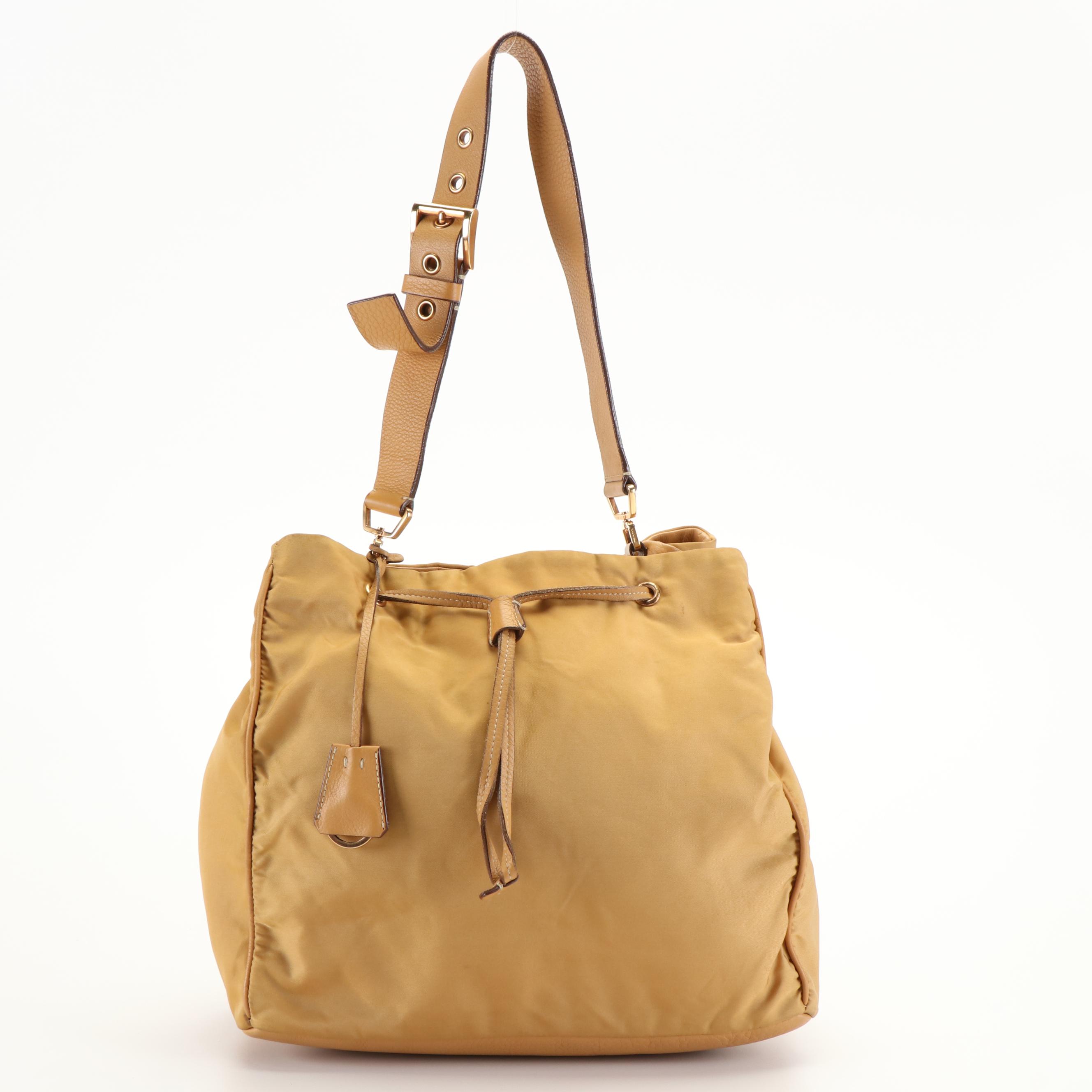 Prada Honeycomb Tessuto Nylon Drawstring Hobo Bag