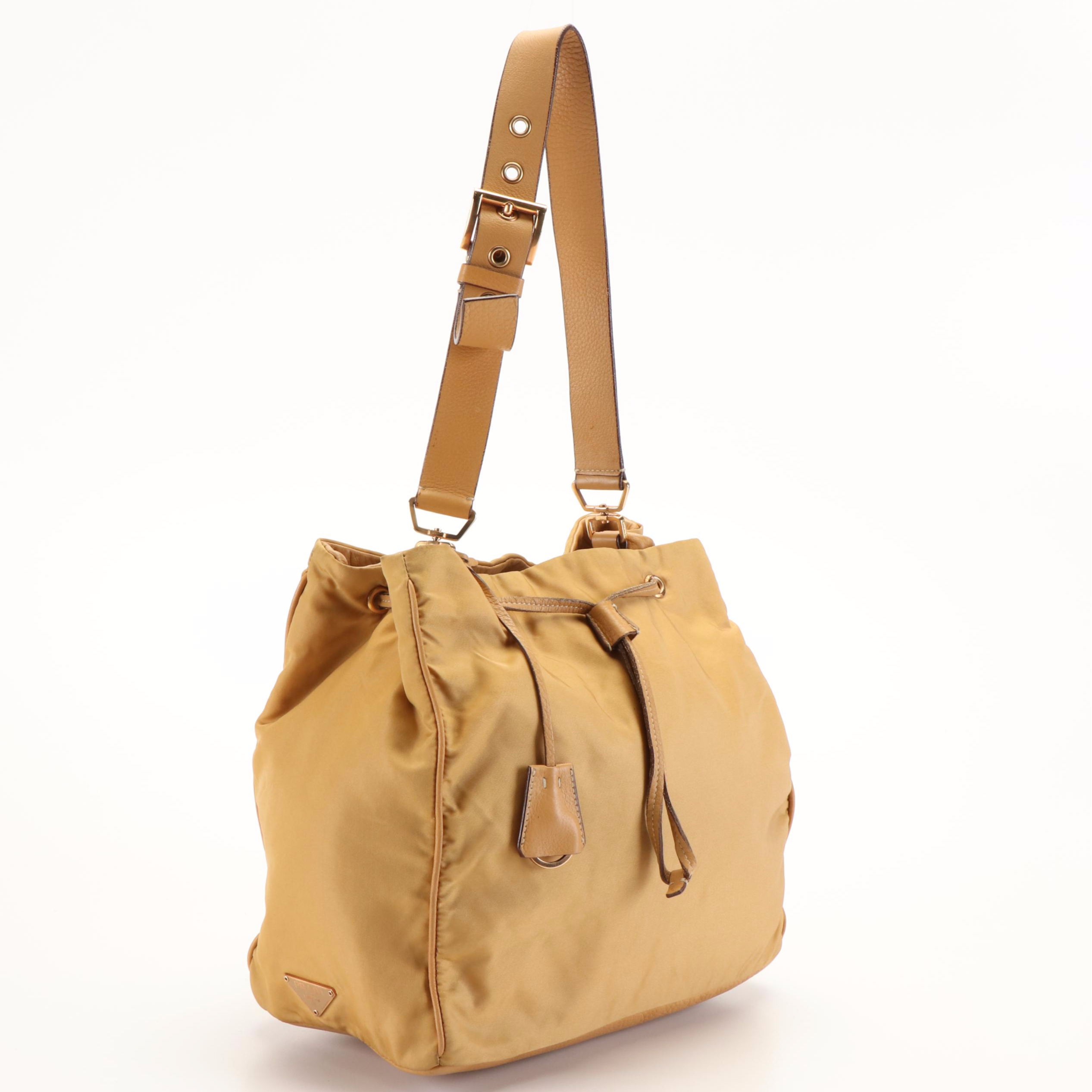 Prada Honeycomb Tessuto Nylon Drawstring Hobo Bag