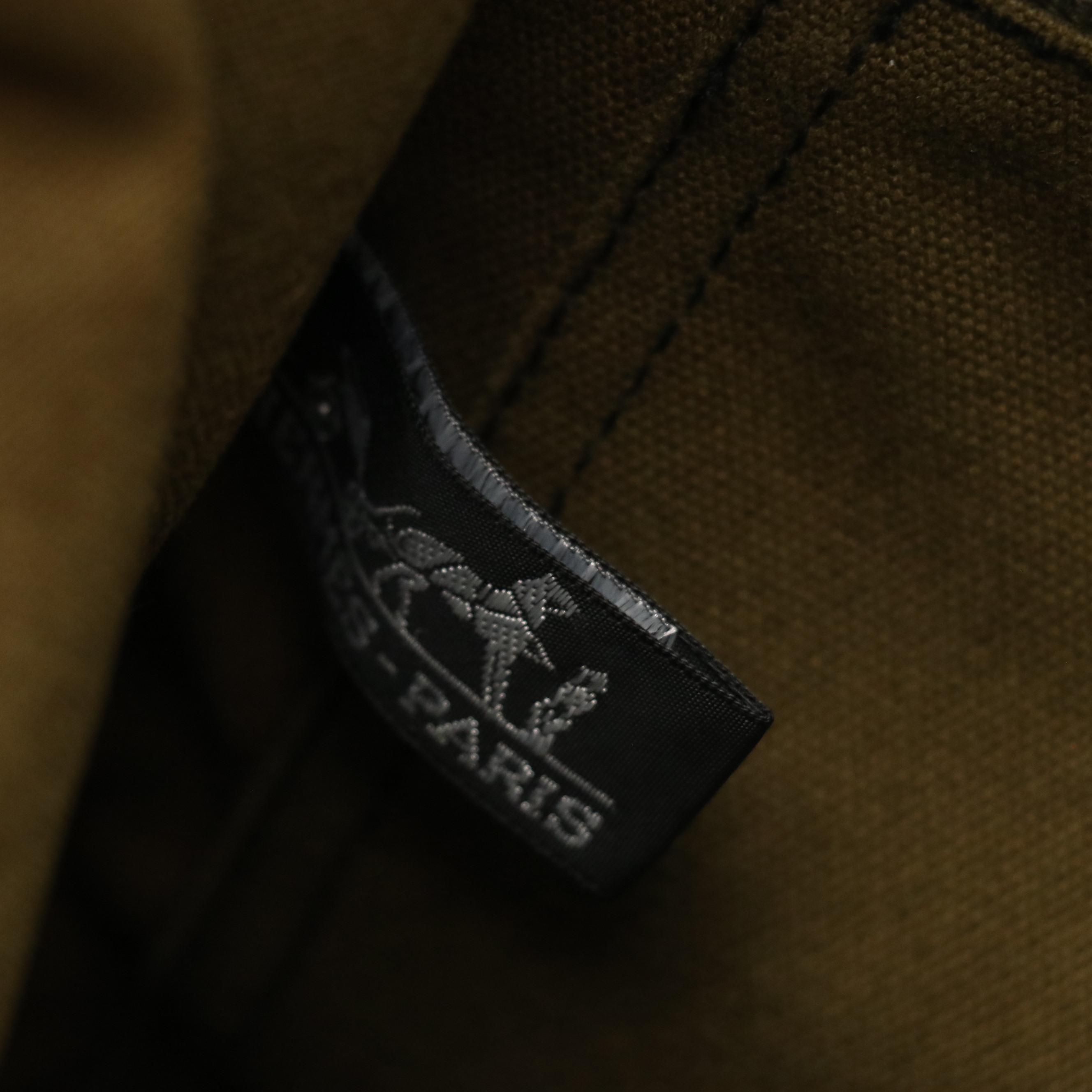 Hermès Herline Flap-Front Messenger Bag in Khaki Green and Navy Canvas