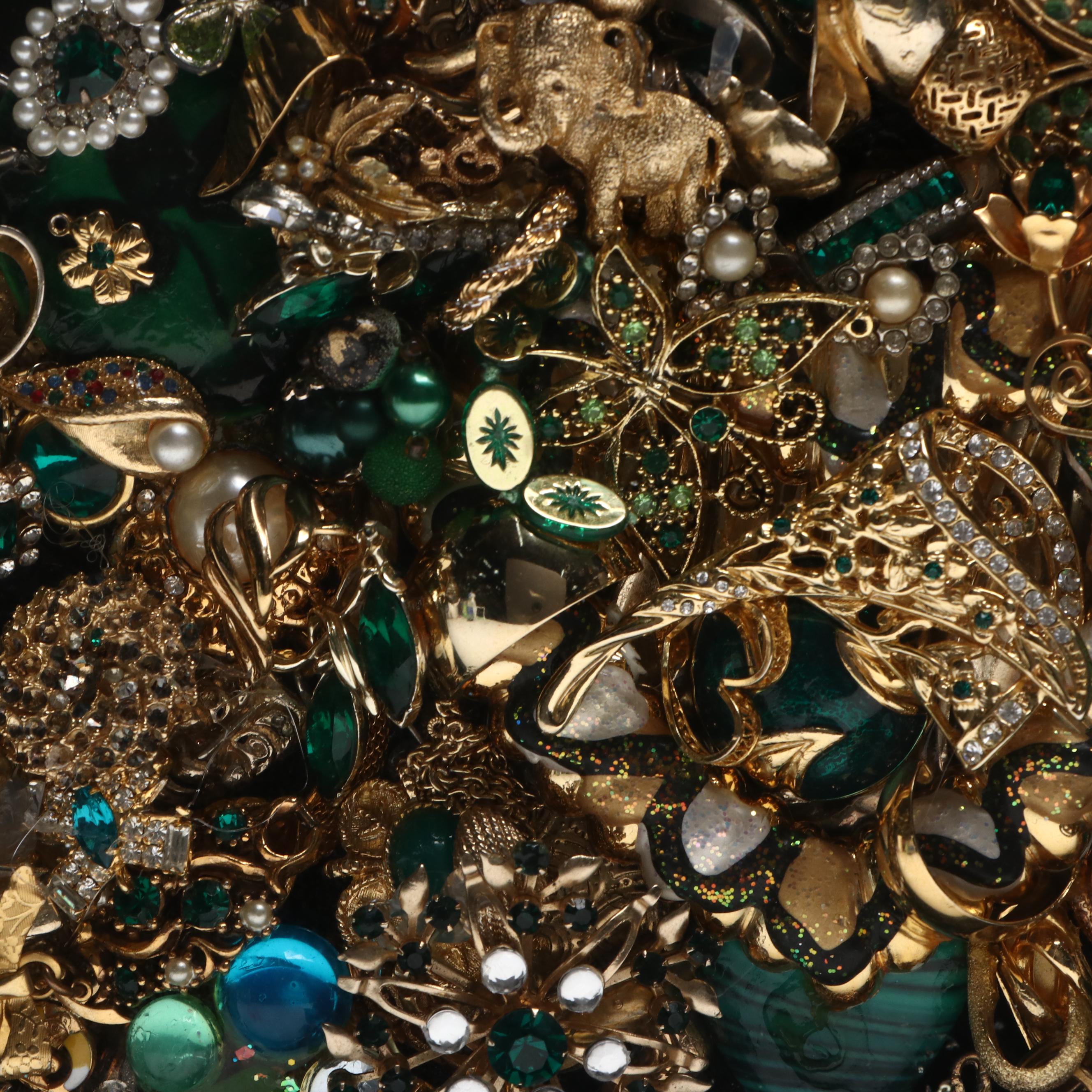 Costume Jewelry Collage in Shadow Box Display