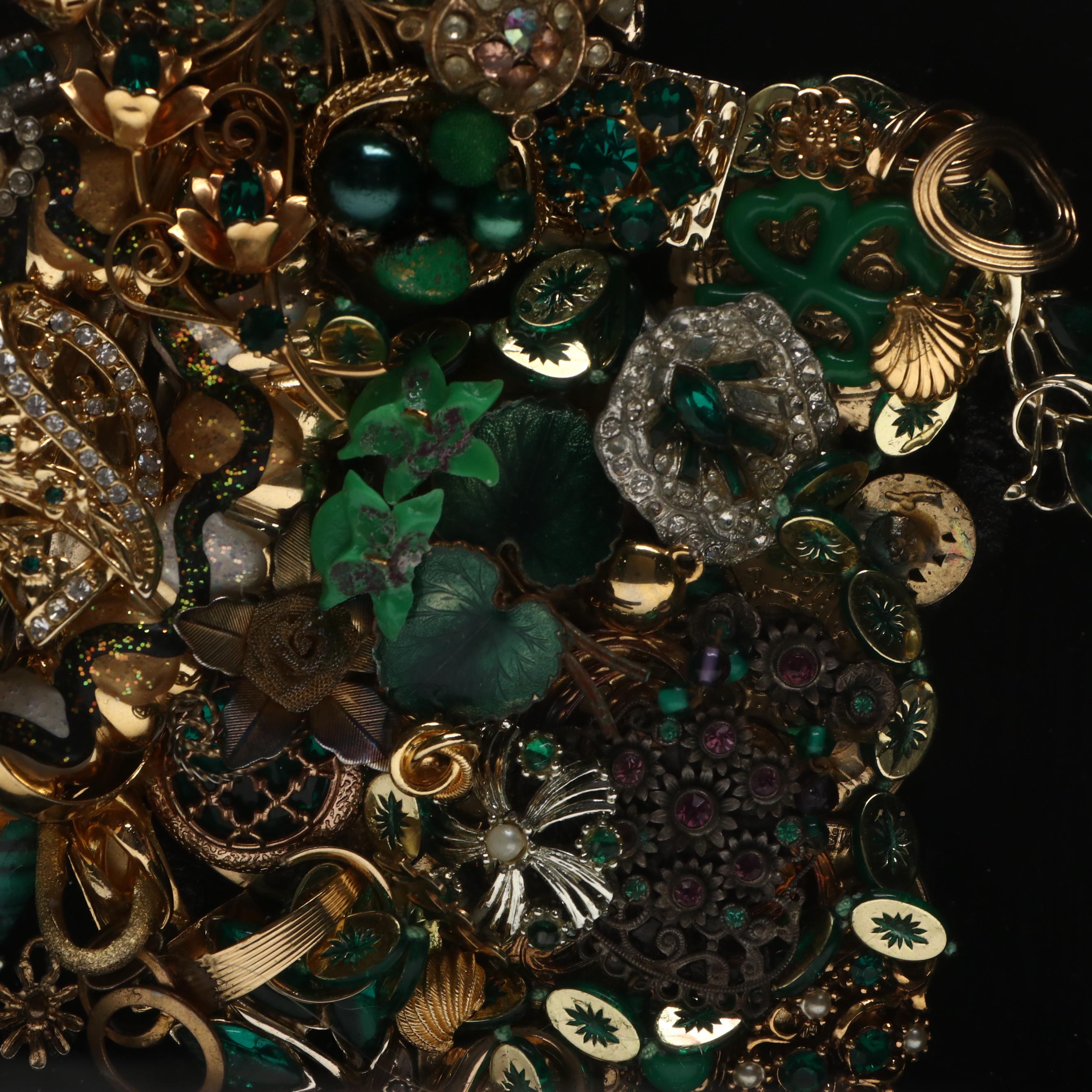 Costume Jewelry Collage in Shadow Box Display